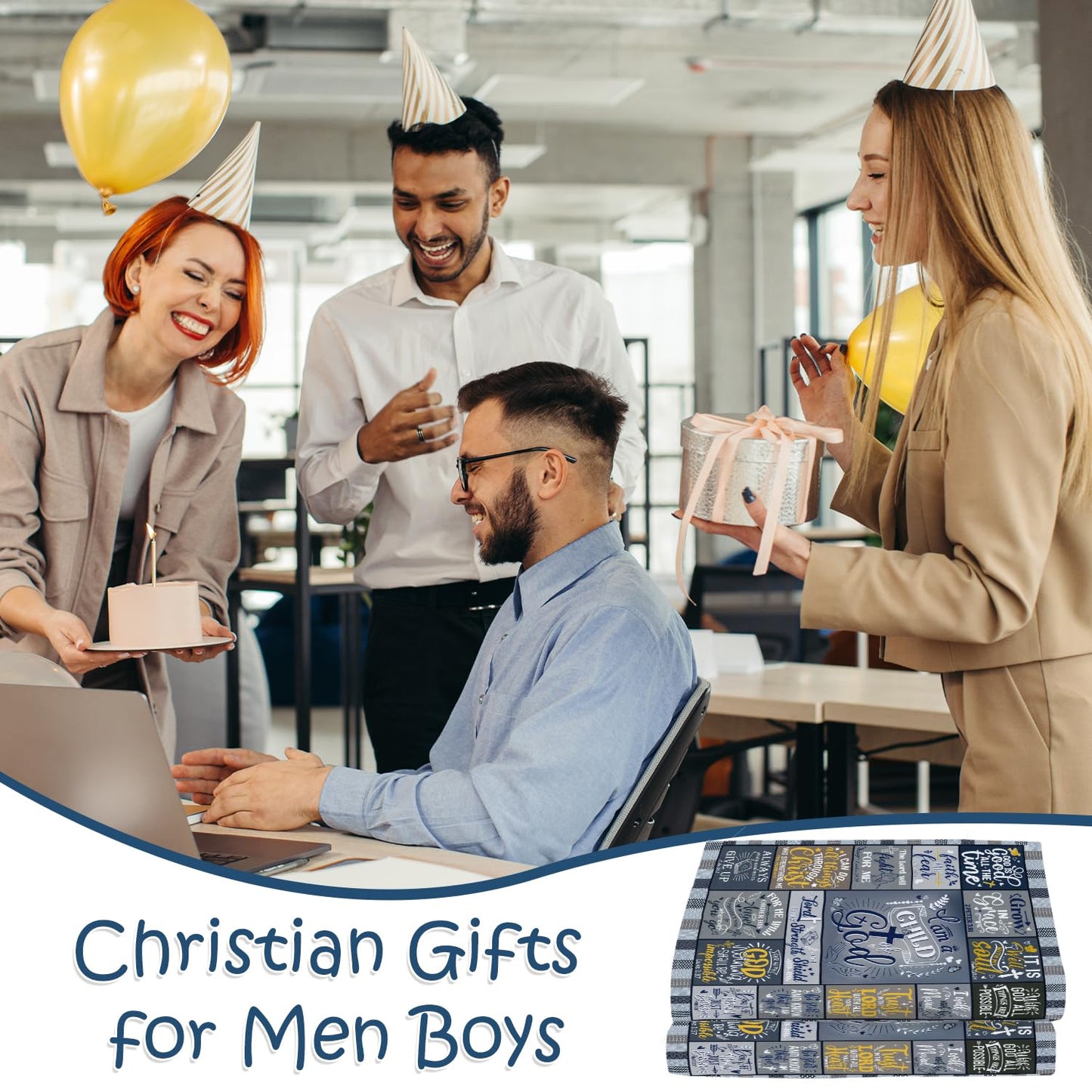Wxiben Christian Gifts Blanket for Men - I Am A Child of God Throw Blanket Inspirational Religious Baptism Gift Birthday Christmas Catholic Faith Bible Gifts for Boys Priest Teenage 60 x 50 Inches