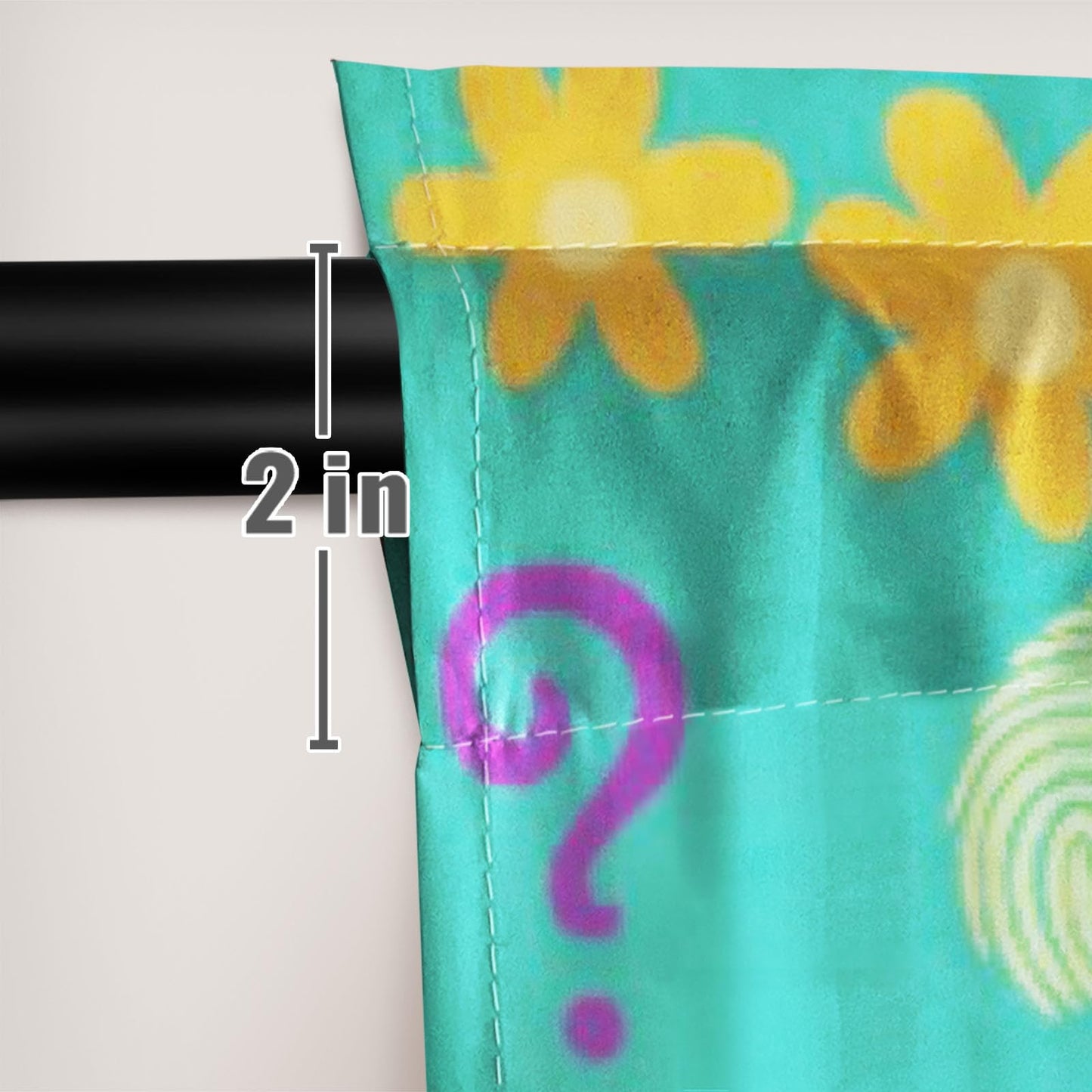 Funnytree 82" X 84" Colorful Mystery Pattern Window Curtains Magnifying Glass Icons Drapes Bedroom Home Room Decor Durable Fabric Machine Washable