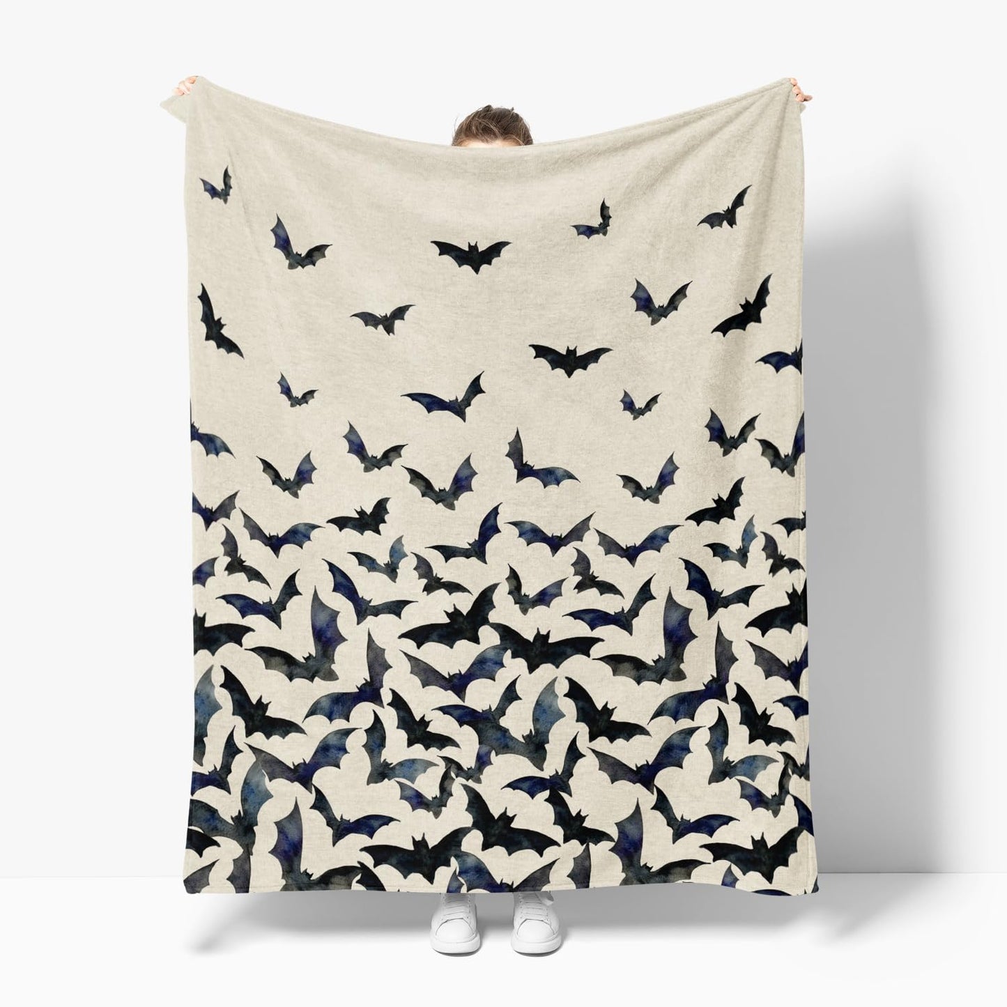 Horaldaily Halloween Flannel Blanket Throw, Bats Beige Soft Fuzzy Plush Cozy Fleece Blankets for Couch Sofa Bed Lounging, Ideal Gifts for Kids Adults Wife Self, 60x80