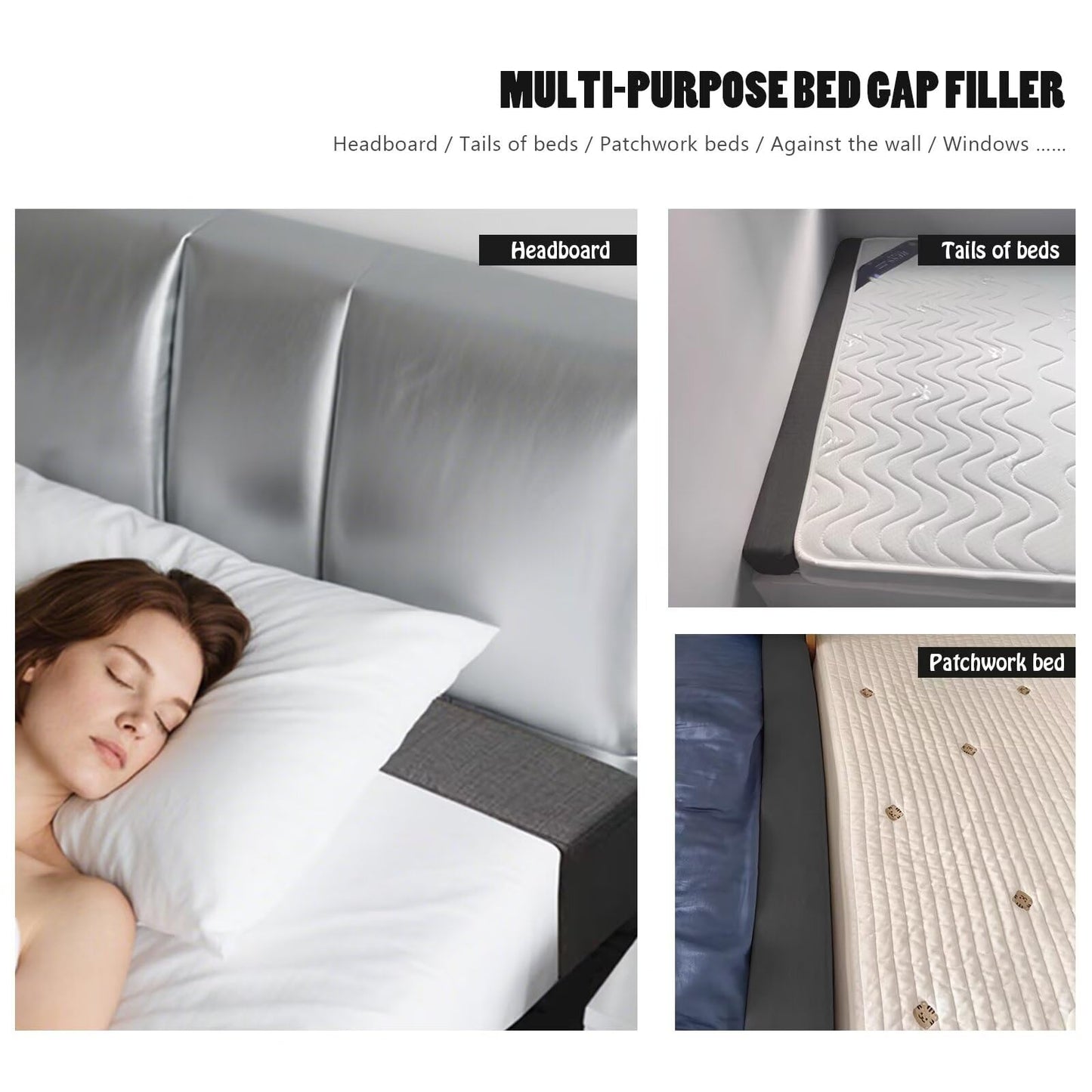 gywstars Queen/King Bed Gap Filler, High-Density Foam Mattress for Headboard/Wall Gap, Removable Cover