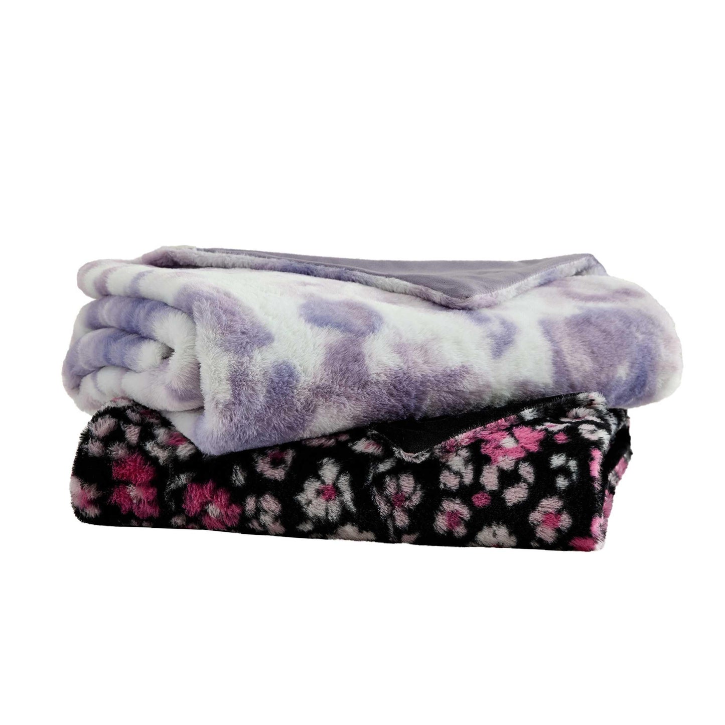 Betsey Johnson - Blanket, Buttery-Soft Faux Fur Throw Blanket for Couch or Bed, Boldly Plush & Oversized Bedding (Sunset Tie Dye Purple, 50" x 70")