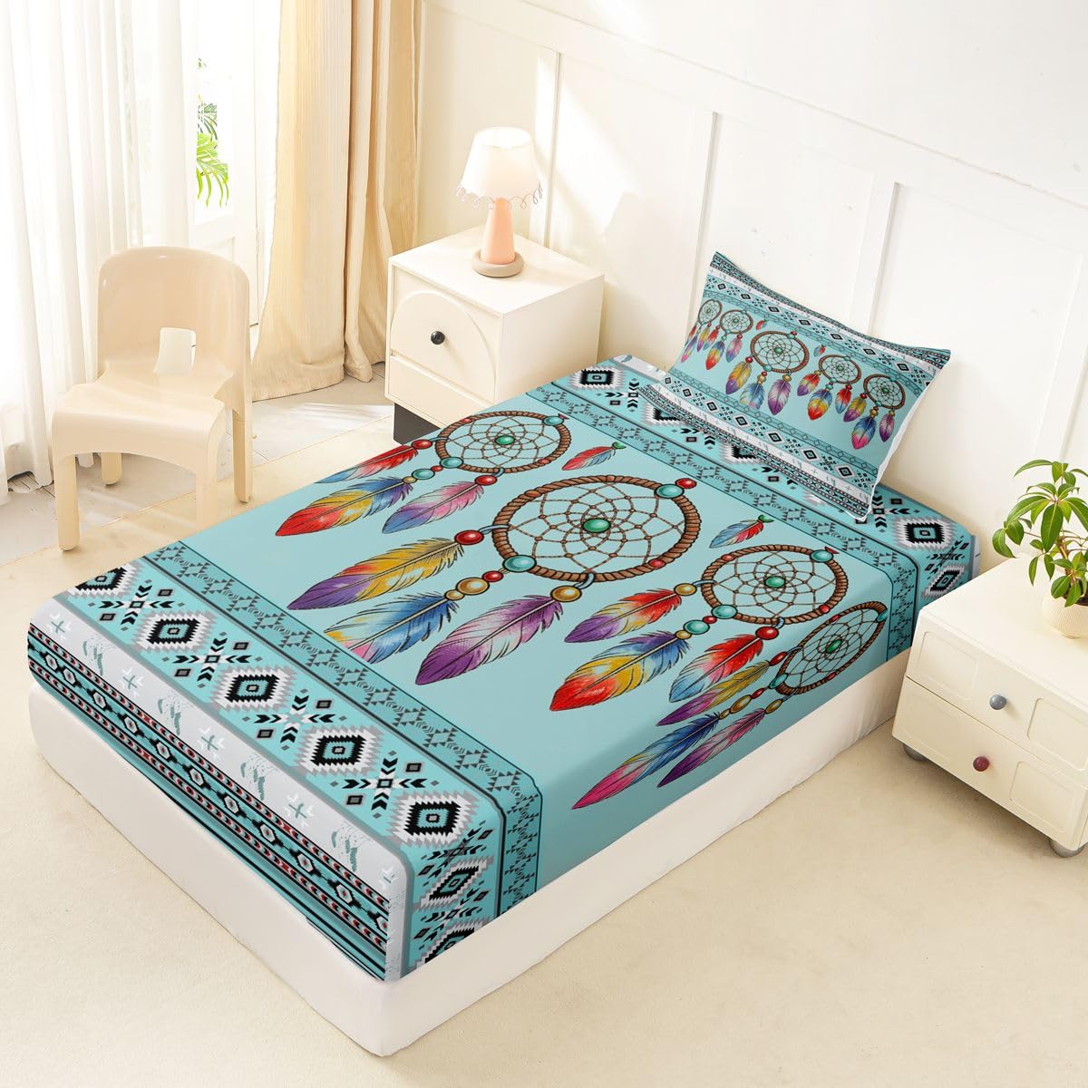 Erosebridal 3D Japanese Girl Bed Sheets Set Blue Butterfly Decorations Sheets Twin,Cartoon Sheet Set for Boys Girls Anime Gifts for Her Bedding Sets Bedroom Decor 3 Pieces
