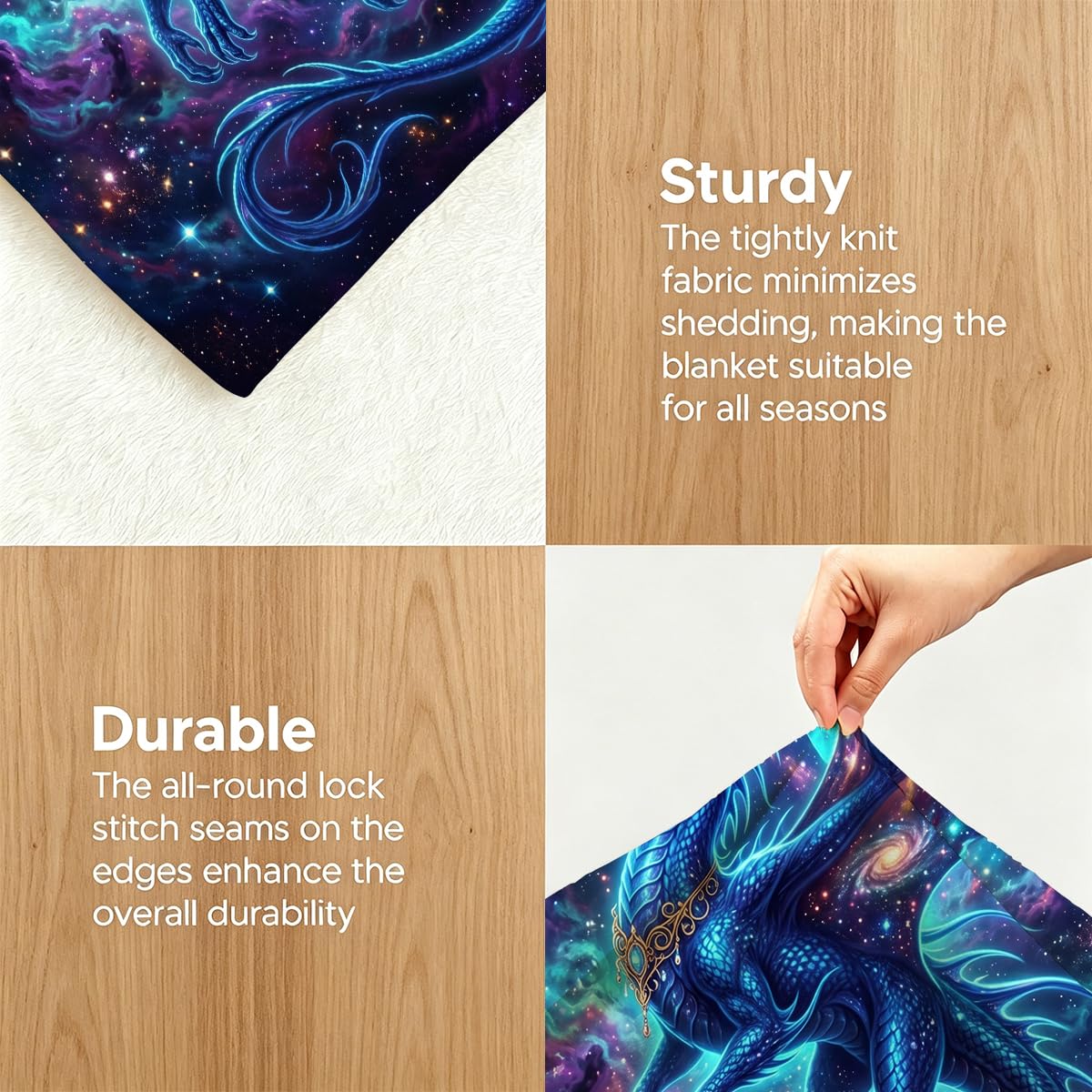 Yujiiso Cosmic Starry Space Dragon Blanket Soft Throw Blanket 50" x 60"