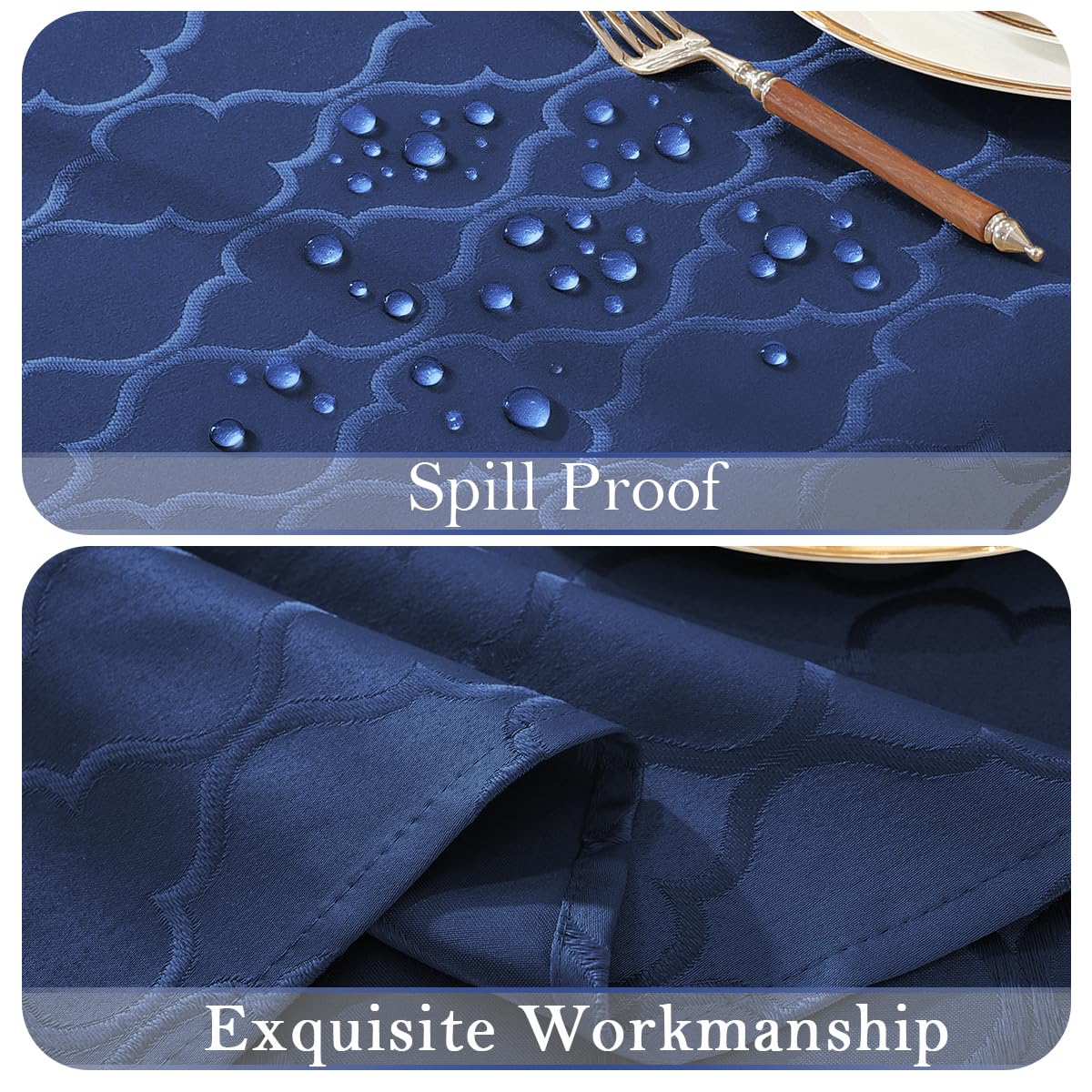 Larponder Tablecloth Rectangle, Jacquard, 52" x 70", Navy