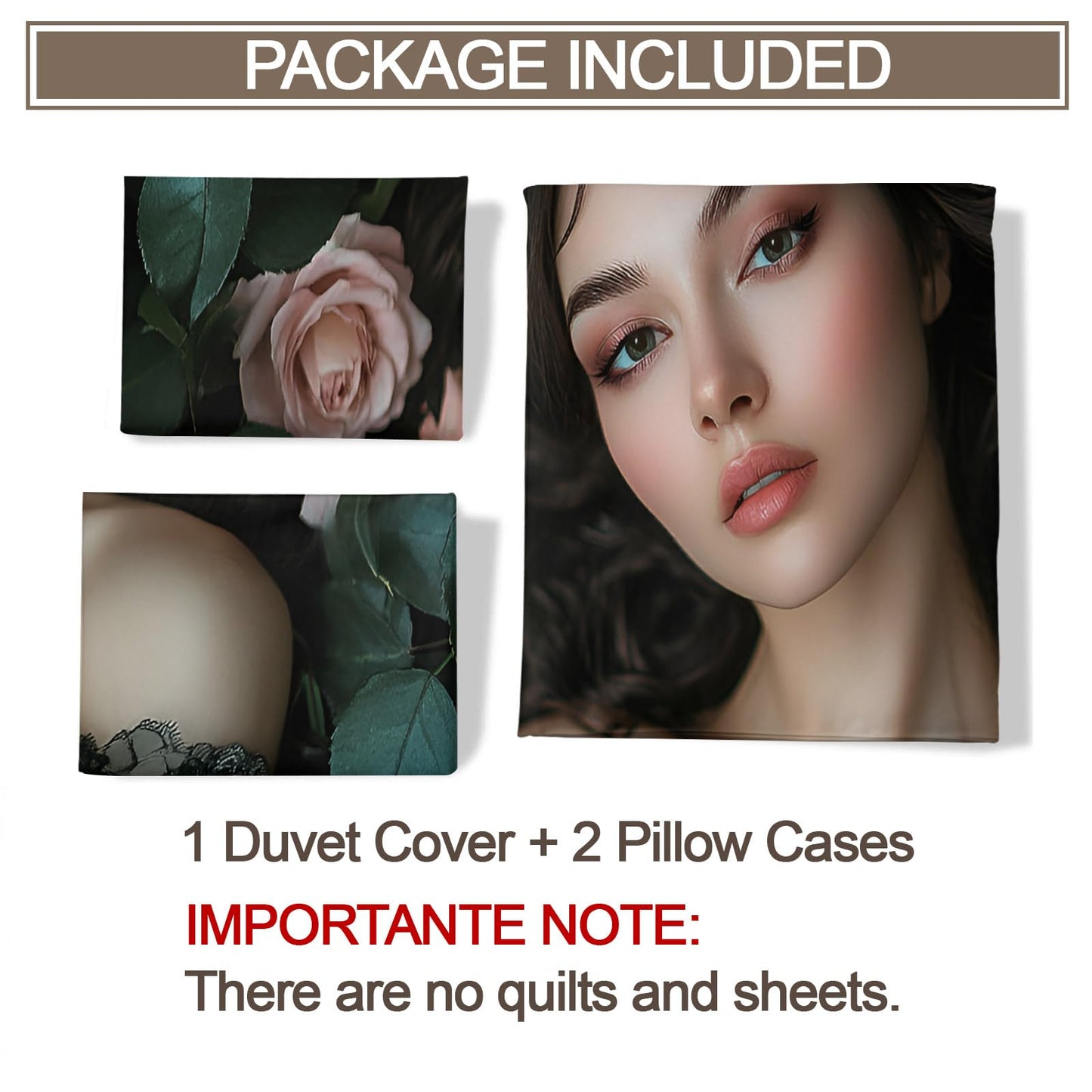 Twin Size Duvet Cover Sexy Beauty Print Duvet Cover Woman Portrait Comforter Cover Rose Bush Bedding Kids Room Bedding Decor (Reversible Printing)