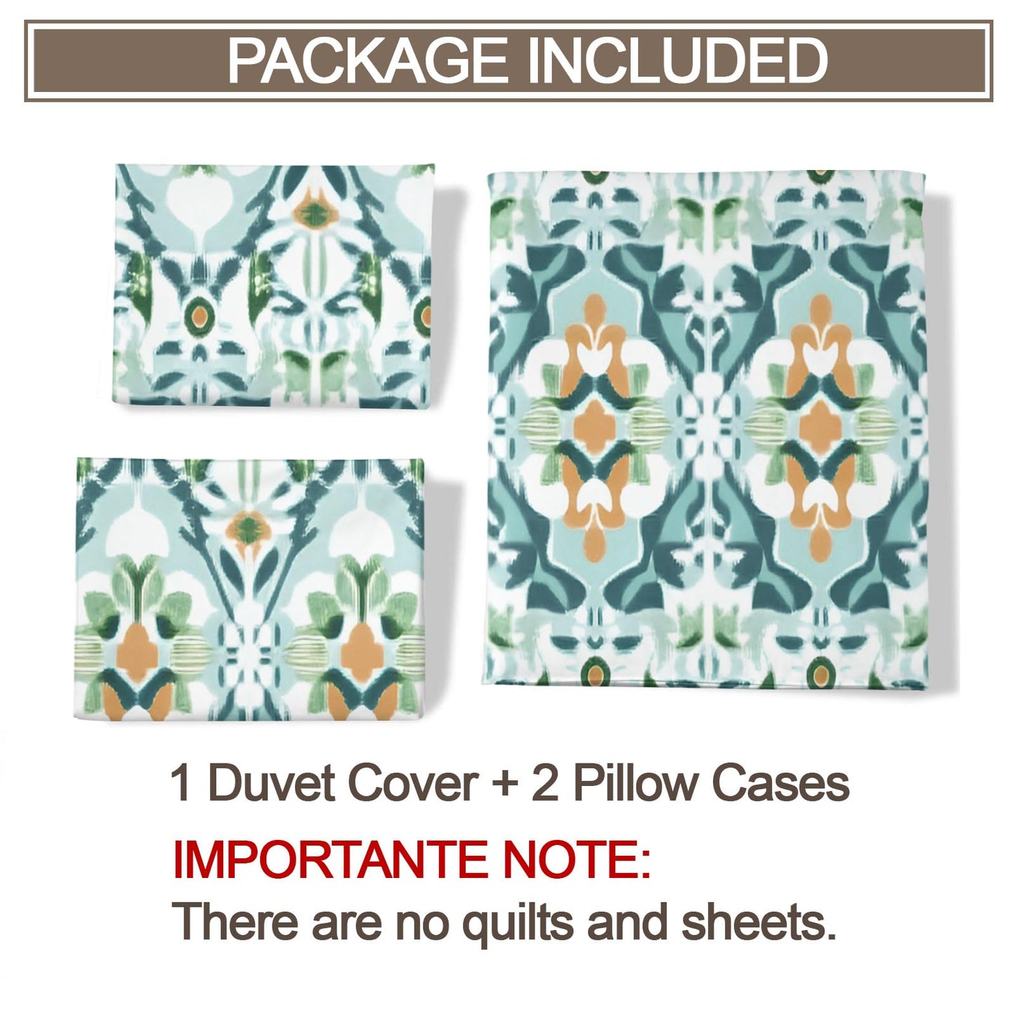 ZAMODE Southwestern Duvet Cover 120" x 98", Vintage Teal Flower Bedding Set, Mid Century Modern Comforter Cover with Zipper Ties