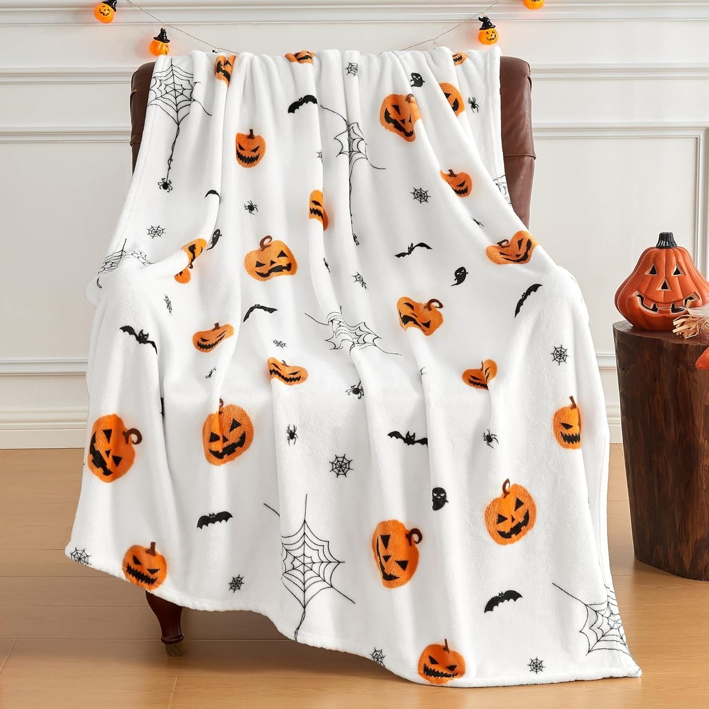 Halloween Throw Blanket Halloween Horror Spider Web Throw Blanket Couch Cozy Flannel Decoration for Party Bed Living Room Decor Gift