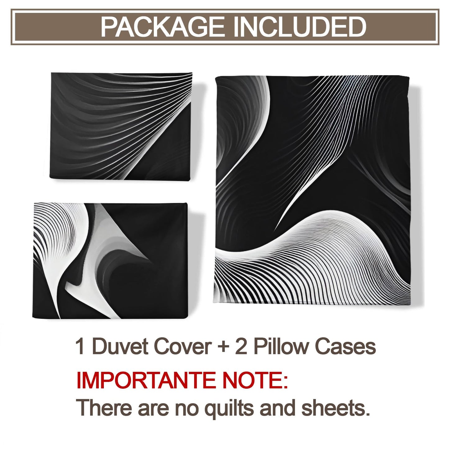QINYUN Black White Duvet Cover King Size, Modern Abstract Bedding Set 3 Piece Bedroom Decor Trippy Psychedelic Comforter Cover and 2 Pillow Sham with Zipper Closure