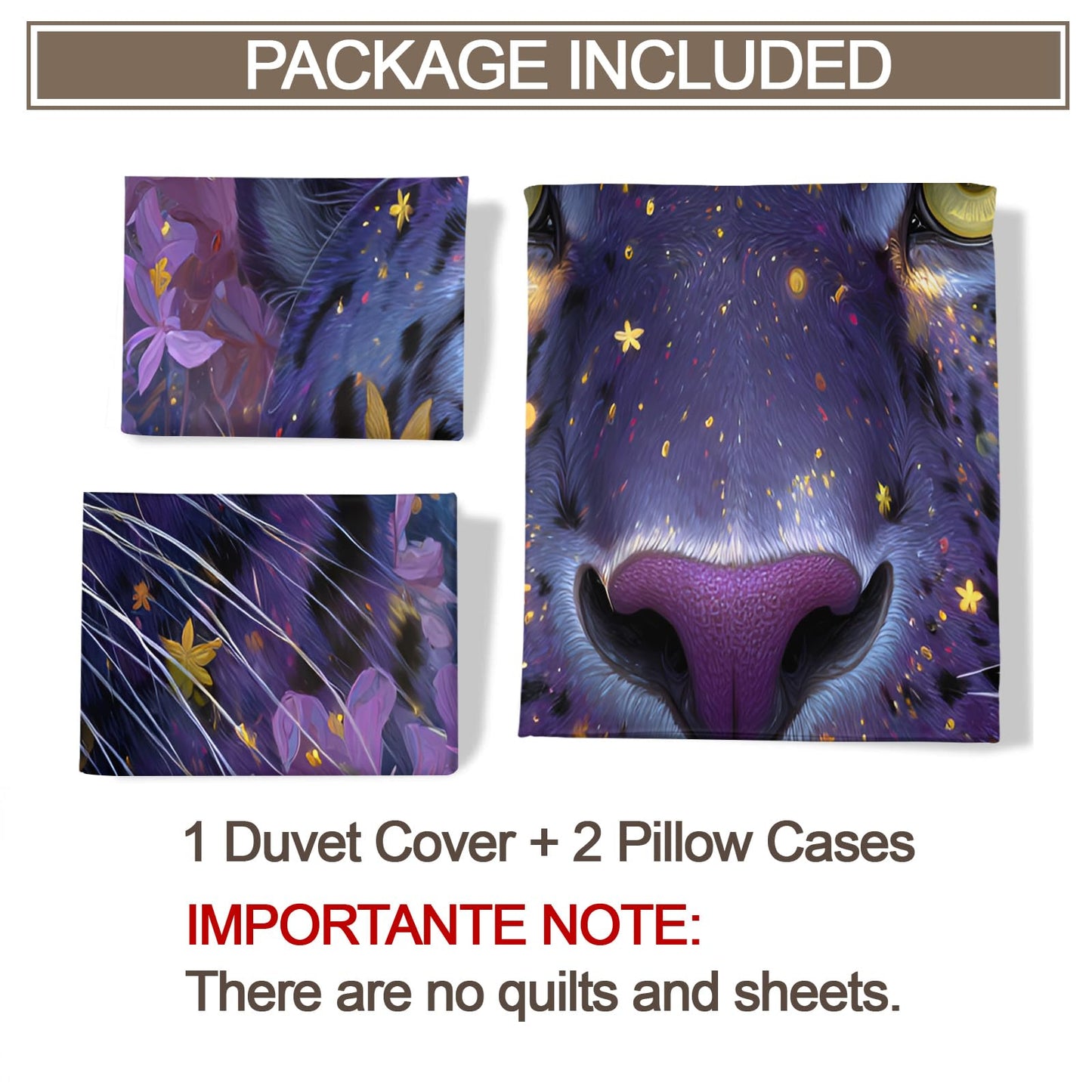 Purple Leopard Duvet Cover Set Twin Size for Women, Starry Sky Bedding Set 3 Piece Microfiber with Zipper Closure & Corner Ties for Teen Adult, Flowers and Animal Comforter Cover with 2 Pillowcases