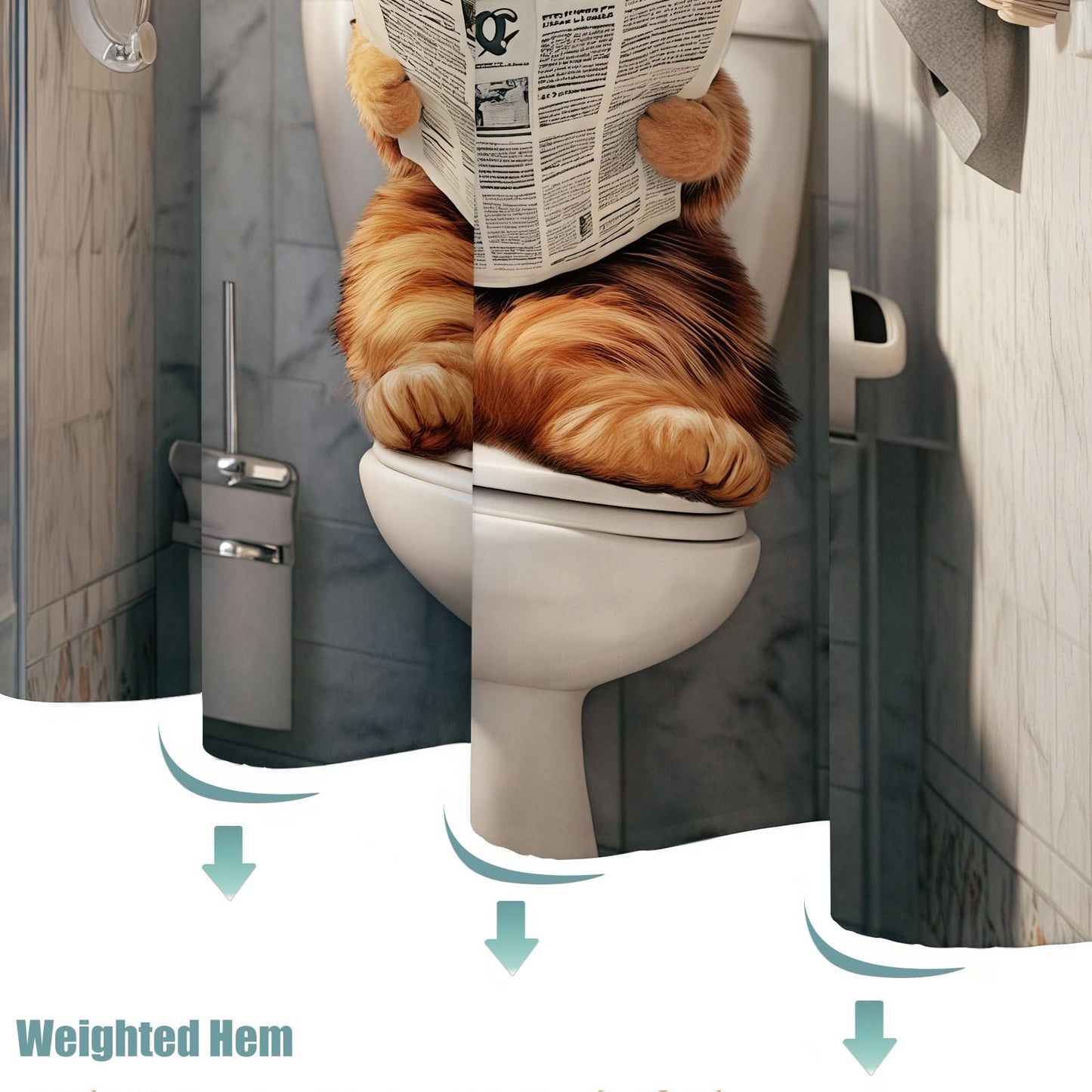 Wegklazax Cat Shower Curtain Funny Shower Curtain Fun Shower Curtains for Bathroom Animal Shower Curtain Set with 12 Hooks Funny-06 72×72 Inches