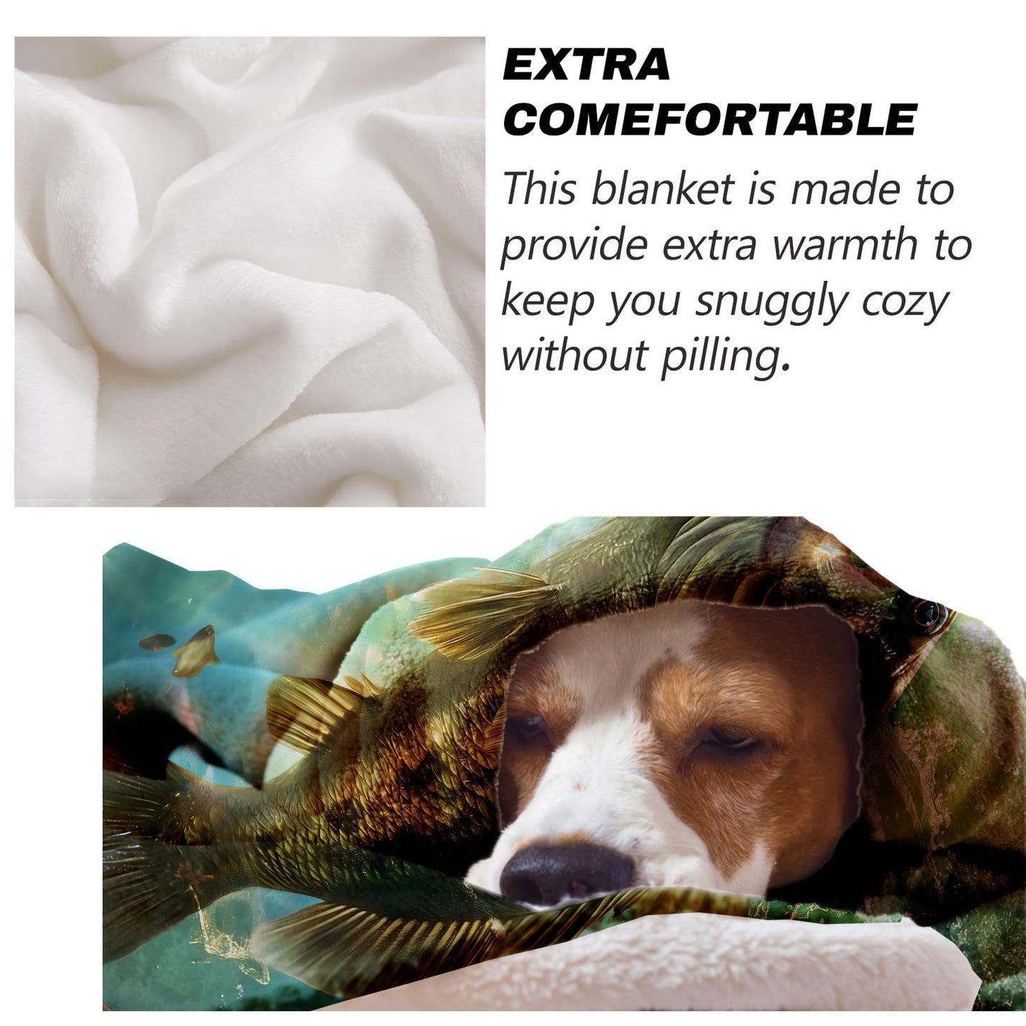 Turamurra Fish Throw Blanket 50"x60", Underwater Adventure Blankets for Living Room Bedroom Decor, Soft Flannel Plush Gifts for Fishing Lovers Adults Kids