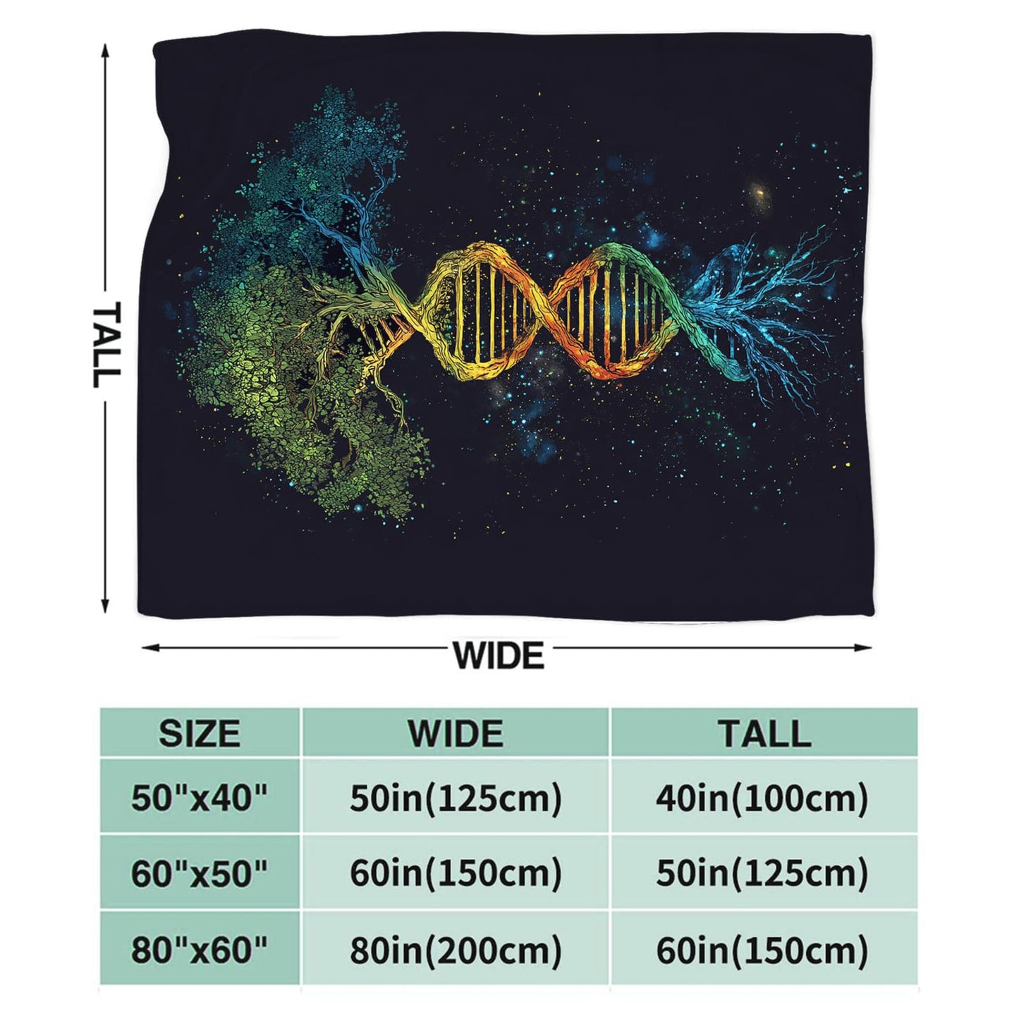 Dynova Tree of Life Blanket Cozy Plush Galaxy DNA Throw Blankets Fuzzy Flannel Fleece Gifts for Girls Boys Women Men Decor 50"X40"