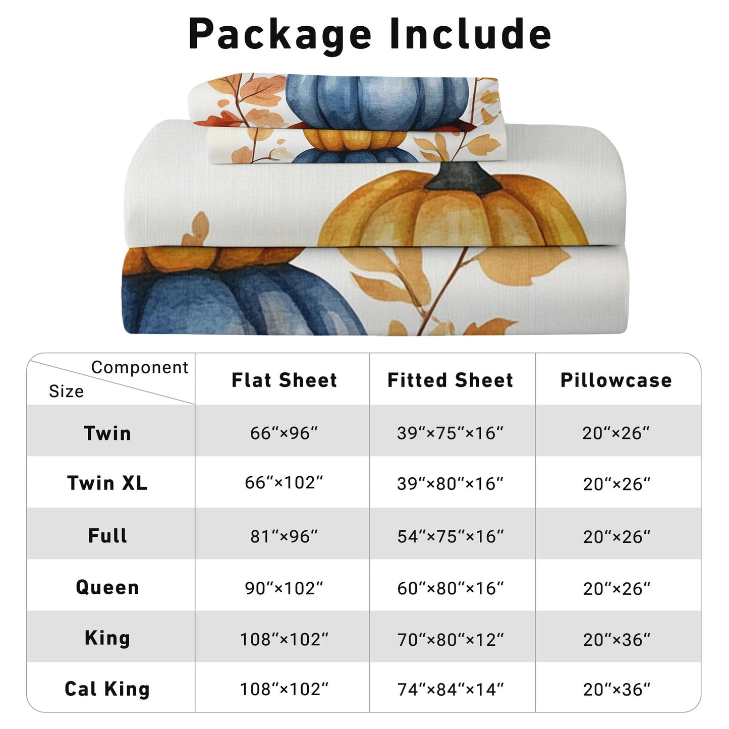 Zoainuos Pumpkin Gifts, Fall Pumpkin Maple Leaves Sheets Full Size Bed Sheet Set, Soft Microfiber Deep Pocket Wrinkle Free Bedding Sheets & Pillowcases, Thanksgiving Decor for Bedroom