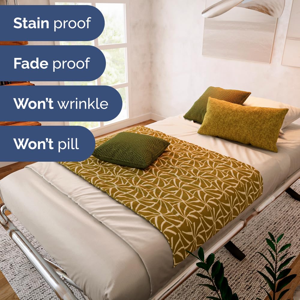 Cot Sheet Set 33” x 75” – 4 Piece Cot Size Twin Mattress Sheets – Ideal for Camper Bunk, RVs, Bunks, Day Care, Camping & Guest Beds - Fits 6” to 10” Mattress - Comfy, Breathable and Cooling - Wheat