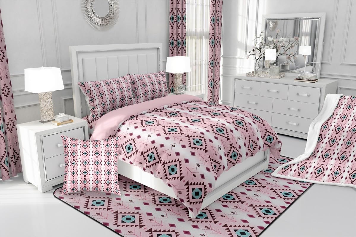 jejeloiu Boho Western Comforter Set Queen Size Bohemian Southwestern Bedding Set for Kids Boys Girls Aztec Decor Duvet Quilt Country Bedroom Farmhouse 3 Pcs with 2 Pillow Cases