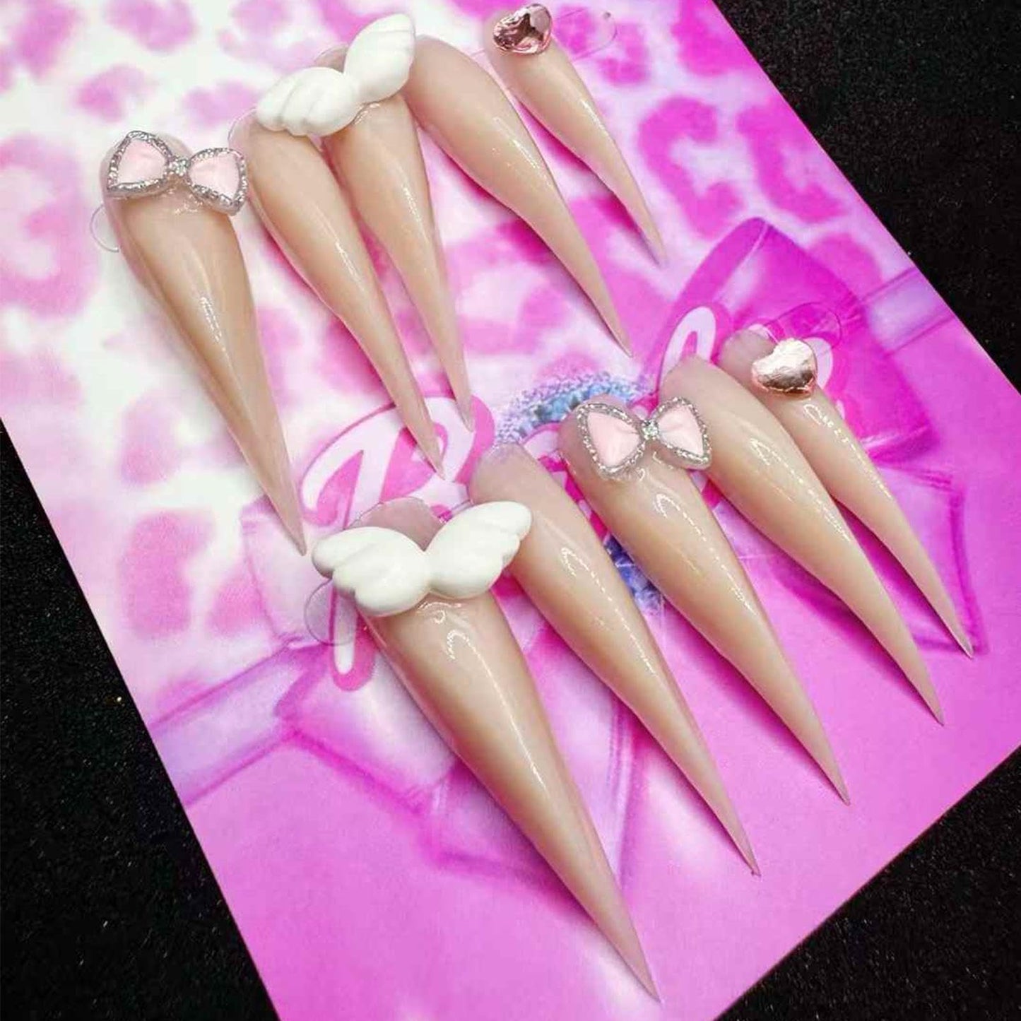 Handmade Press on Nails Short Gothic Style False Nails 3D Nail Art Victorian Elegant Size S