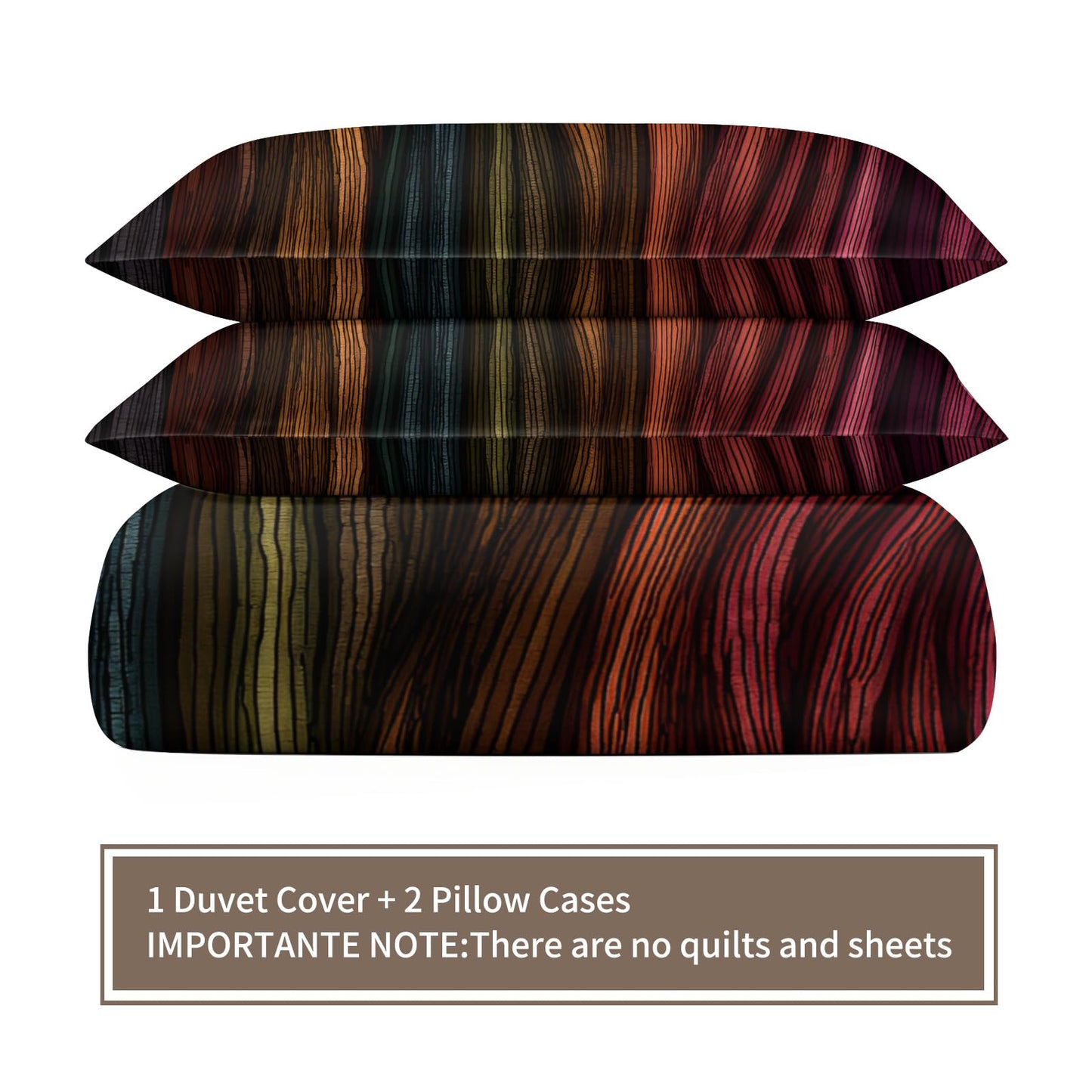 ZAOMIR Modern Abstract Wavy Stripe Dark Duvet Cover Twin Size, Boho Colorful Stripe Bedding Set 3 Piece, Ethnic Geometric Patterned Comforter Cover with Zipper Soft Microfiber, 2 Pillowcases