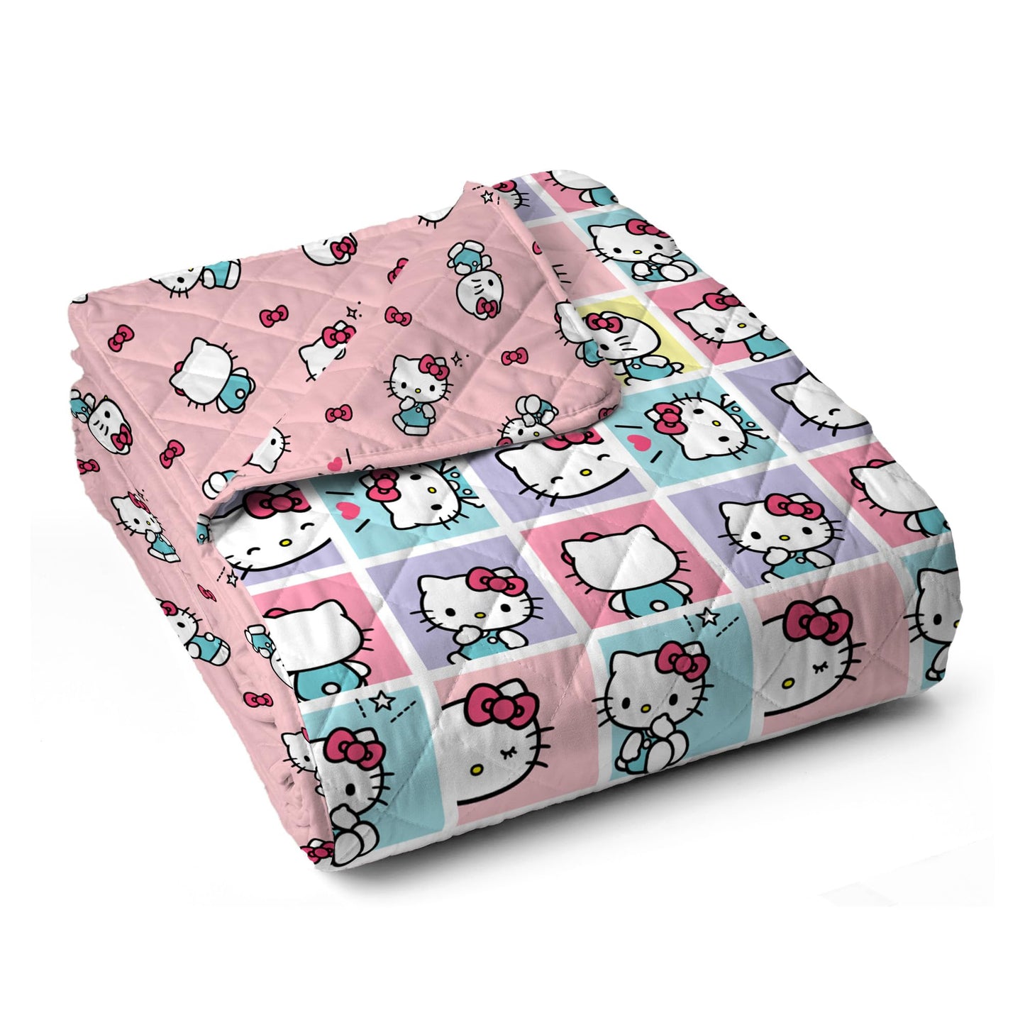 Northwest Hello Kitty Sweet As Can Be Quilted Throw, Comfy Throw, Adults Boys Girls, Soft Lightweight for Chair or Couch, 60 x 80 Inches
