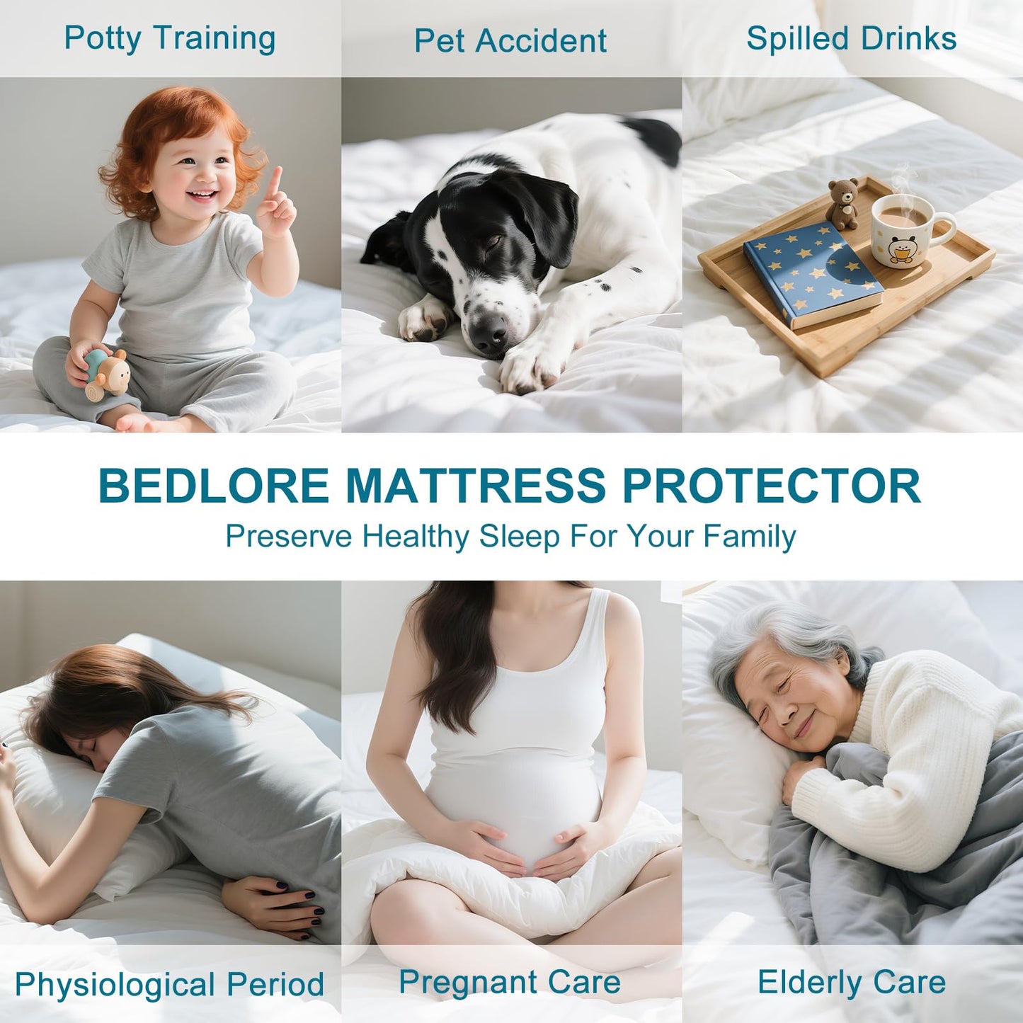 GOPOONY Waterproof Mattress Protector Queen Size - Breathable, Noiseless, Ultra-Soft Bed Cover, Mattress Pad Cover with Deep Stretchable Pockets 8"-21" (Gray)