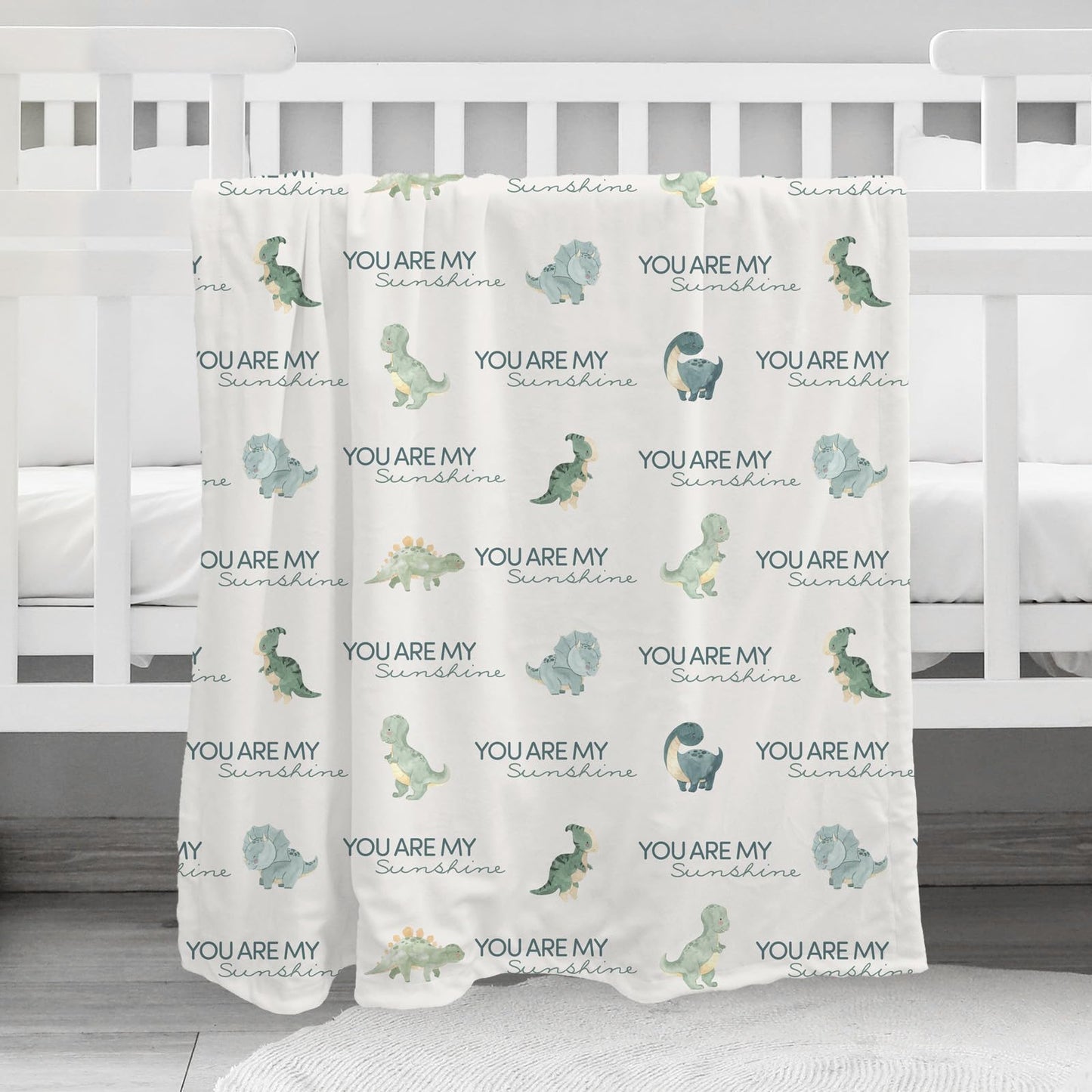 CIVARUA KIDS Dinosaur Baby Blankets for Boys, Super Soft Newborn Nursery Blanket with Double Layer Dotted Backing - Blue Babies Minky, Cozy Printed Bed Throw Blanket (30" x 40")