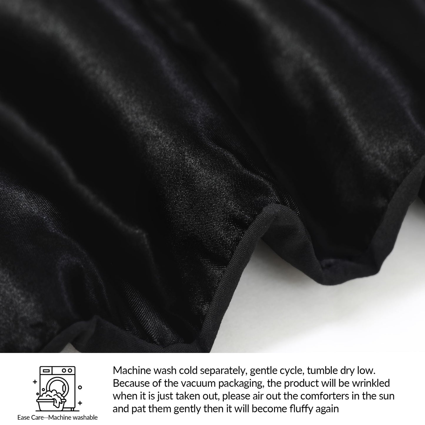 Whale Flotilla 3-Piece Reversible Silky Soft Queen Comforter Bedding Set, Luxurious Satin Comforters Full Size with 2 Satin Pillowcases, Lightweight Duvet for All Seasons, Black