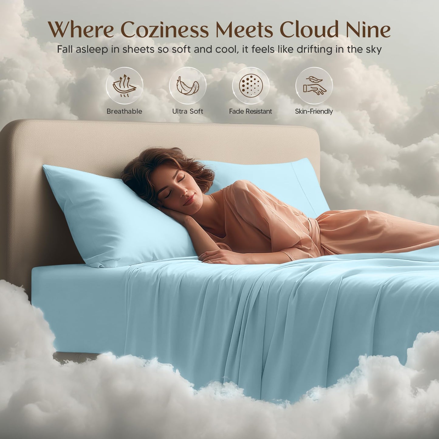 Utopia Bedding Queen Size Sheet Set – 4 Piece Bed Sheets, Soft and Breathable Microfiber, Includes 1 Fitted Sheet, 1 Flat Sheet and 2 Pillowcases – Oeko Tex (Ice Blue)