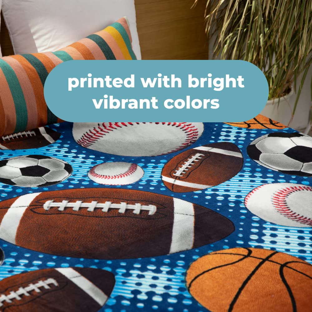Dawhud Direct Sports Fleece Blanket for Bed, 50x60 Inches Sports Fan Fleece Throw Blanket for Adults and Kids - Soft Plush Blanket - Queen Size