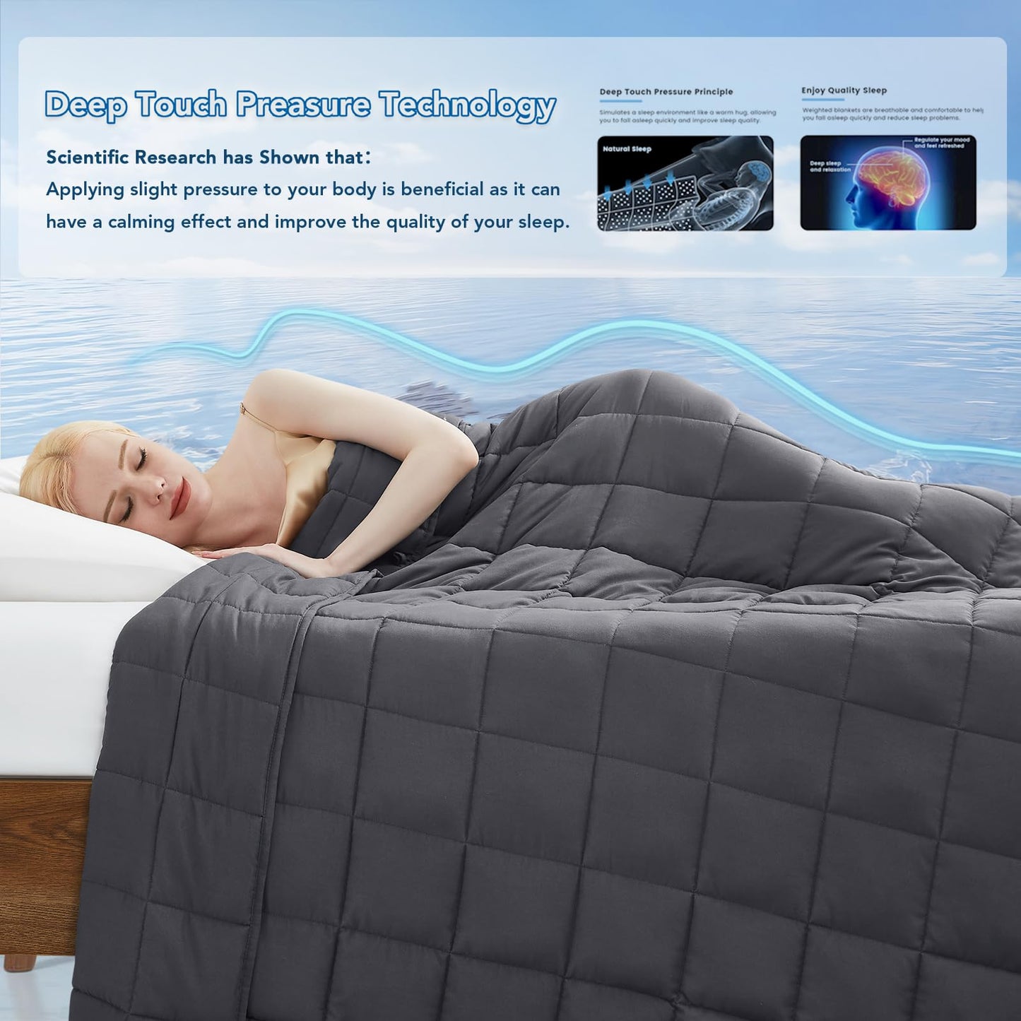 Topcee Weighted Blanket (20lbs 60"x80" Queen Size) for Adult All-Season Summer Fall Winter Cooling Breathable Heavy Microfiber Material with Glass Beads Big Blanket Soft Thick Comfort