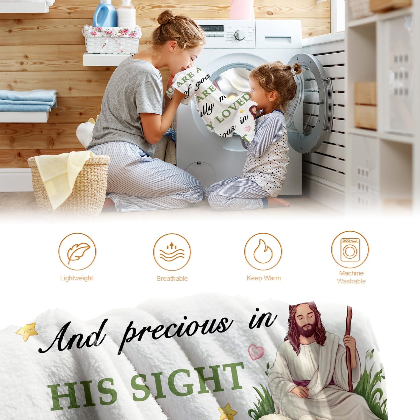 Hohoto Baptism Gifts for Women Girl, I AM a Child of God Throw Blanket for Kids Teenagers, Christian Religious Birthday Catholic Spiritual Present for Bedroom Decor 50"x60"