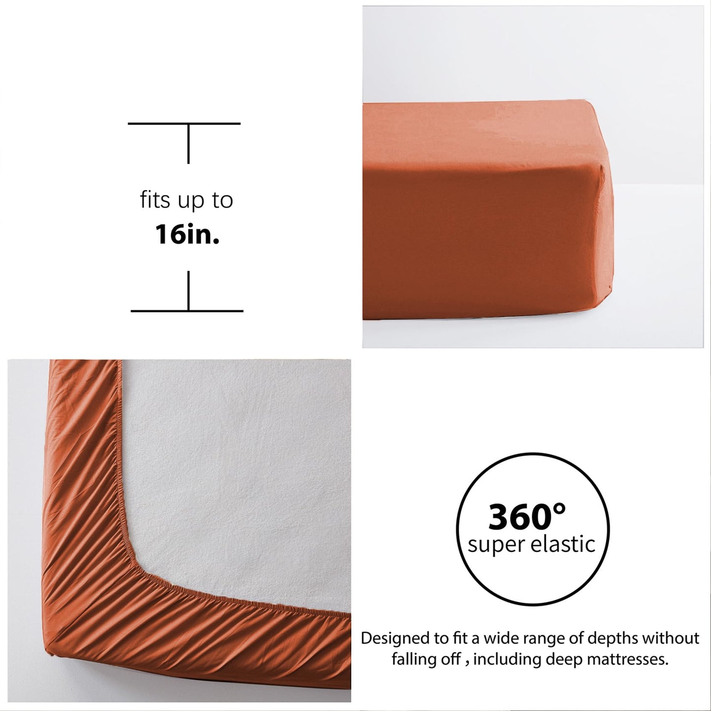Zzlpp Queen Comforter Set 7 Pieces, Burnt Orange Tufted Bed in a Bag with Comforter, Pillow Shams, Pillowcases, Flat Sheet, Fitted Sheet