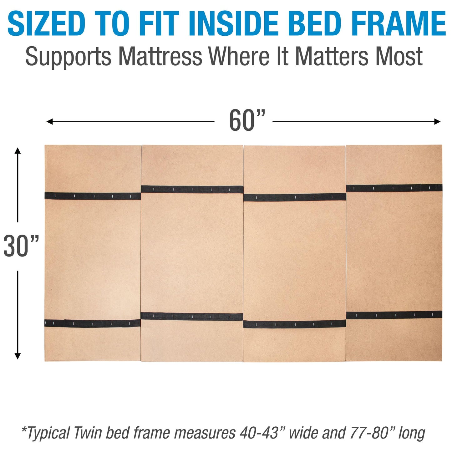 DMI Foldable Box Spring, Bunkie Board, Bed Support Slats for Support to Streamline and Minimize the Bed, No Assembly Needed, Twin Size, 60 x 30,Brown