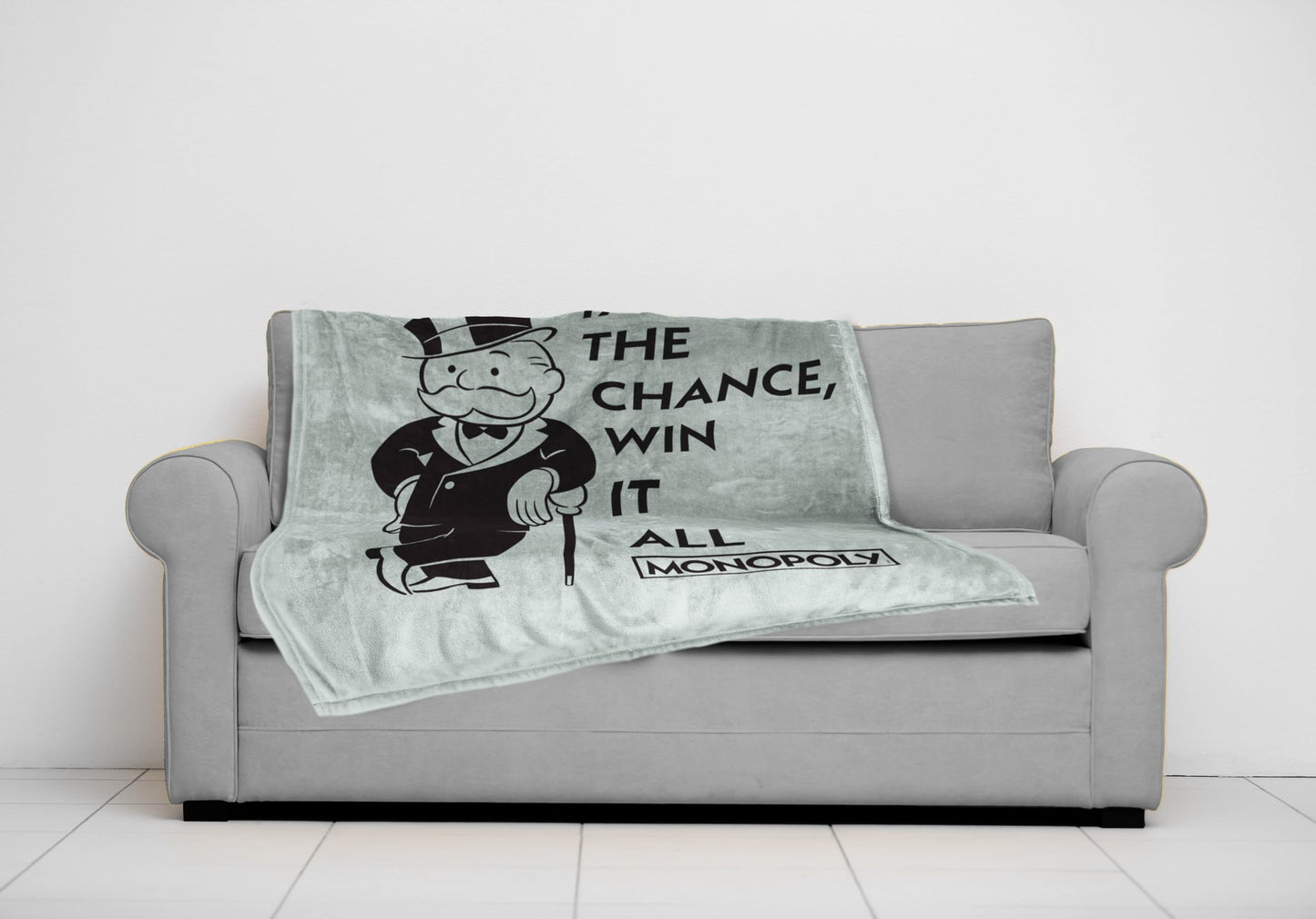 Jay Franco Plush Throw Blanket – Soft & Comfy 50x70 Inches Throw for Couch or Bed – Cozy Home Décor for Living Room & Bedroom, Light Green - Monopoly