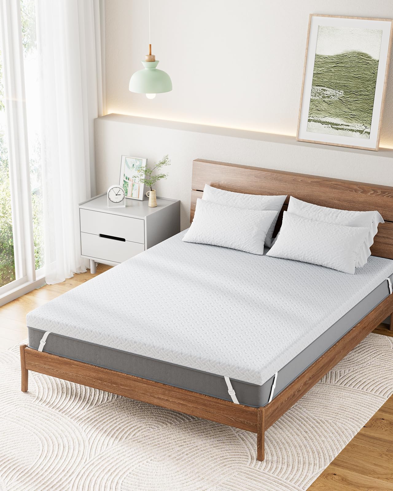 PERLECARE Twin XL Mattress Topper - 3 Inch Cooling Memory Foam Mattress Pad Made with CertiPUR-US® Certified Foam, Bed Topper with Bamboo Cover,Removable & Washable & Non-Slip