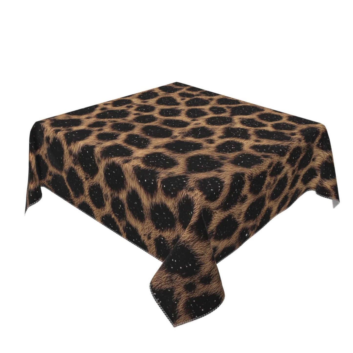 Entemne Square Table Cloth 55x55 Inch Leopard Print Pattern Tablecloth Washable Soft Wrinkle Free Dust Proof Card Table Cover for Tea Party Picnic Kitchen Dining Decor