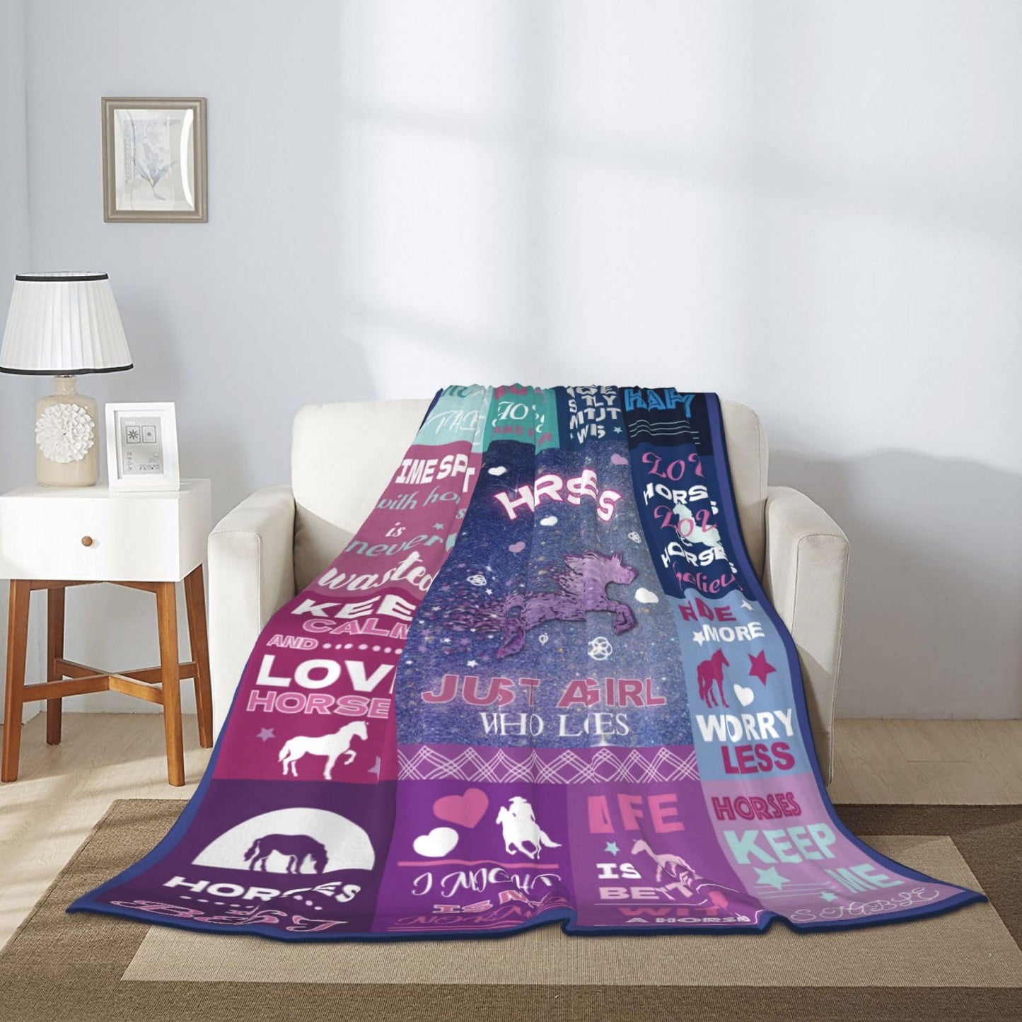 yhogxte Horse Gifts for Horse Lovers Girls Women, Just A Girl Who Loves Horses Christmas Blankets 50"x40"