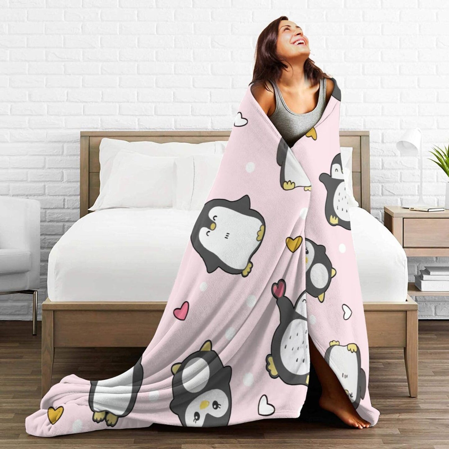 Penguin Blanket Penguins Throw Blanket Soft Warm Cozy Fuzzy Plush Penguin Throw Blanket Gifts for Girls Women Penguins Lightweight Fleece Flannel Gift Blankets for Kids Adults 40"X50"