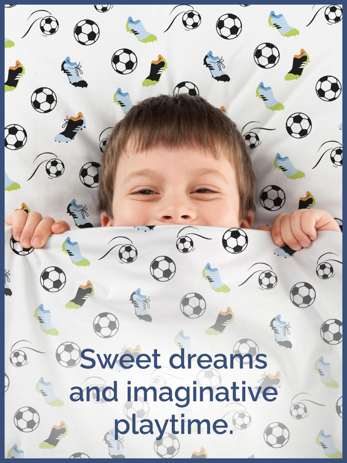 Kids Full Size Bed Sheet Set - 4 Piece Kids Loft Bed Sheets - Soccer Sport Theme bedding - Soft, Cute and Cozy - Breathable and Machine Washable - Football Bed Set for Boys, Girls, Teens & Toddlers