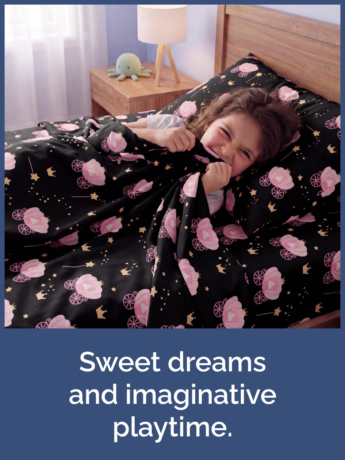 CGK Unlimited Kids Princess Carriage Twin 3 Piece Sheet Set - Boys, Girls, Teens, Toddler - Easy Fit Deep Pockets - Soft, Cooling & Breathable Sheets - Cozy, Fade and Wrinkle Free - Machine Washable