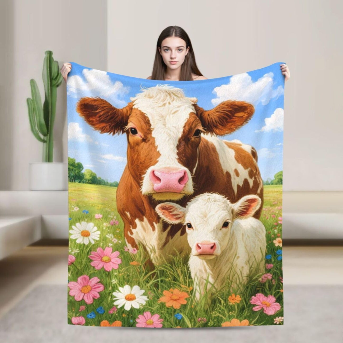 Cow Blanket Cute Cows Throw Blanket Soft Warm Cozy Fleece Fuzzy Plush Flannel Blankets Gifts for Women Girls Boys Kids Adults 40"X50"