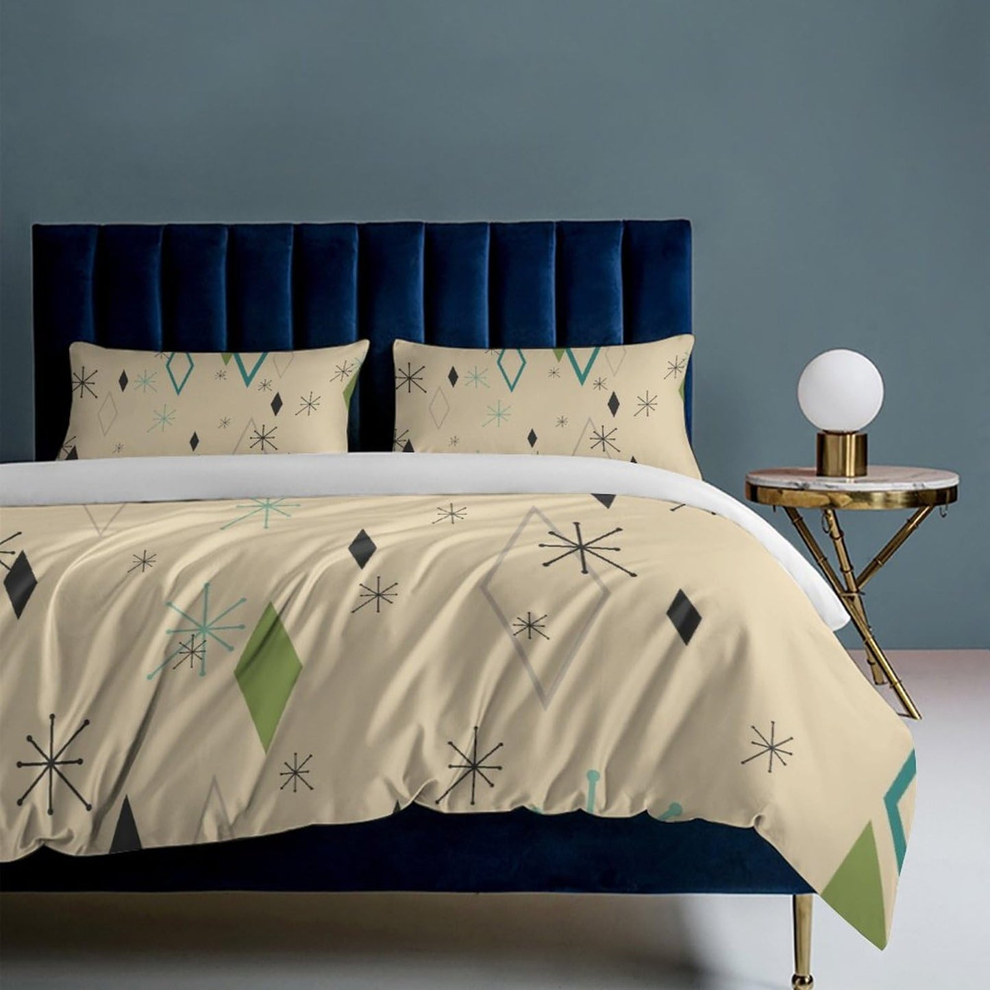 Focusbrite Modern Mid Century Duvet Cover, Vintage Geometry Bedding Sets Soft Comforter Cover,Aesthetic Abstract Art Bedding 3 Piece (1 Duvet Cover 86"x70" + 2 Pillow Sham 20"x30")