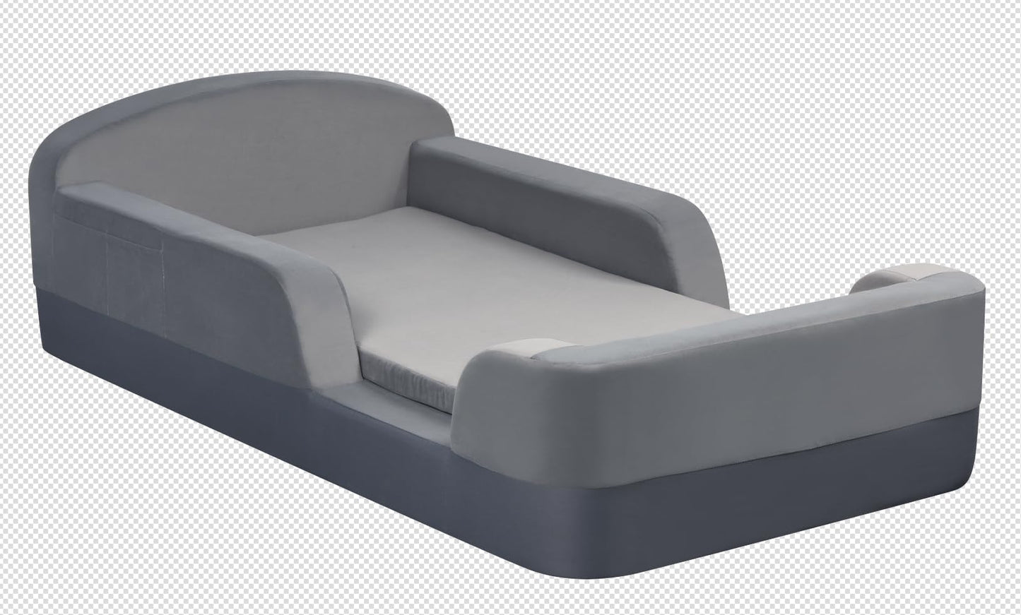 ENITYA Toddler Floor Bed, No Assembly Needed, Mattress Included, Boneless Kids Foam Bed with Built-in Guardrails, Ideal for Boys and Girls Aged 3-6 Years,Grey