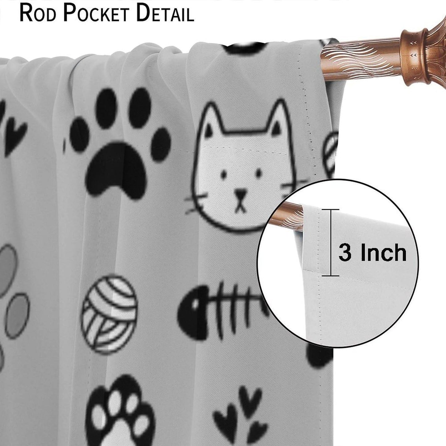 DDCBNS Cartoon Cats Blackout Curtains for Kids,Gray and White Cute Animals Window Treatments for Boys Girls Nursery Bedroom Living Room Décor,2 Panels Set,Total Size 42 x 45 Inch