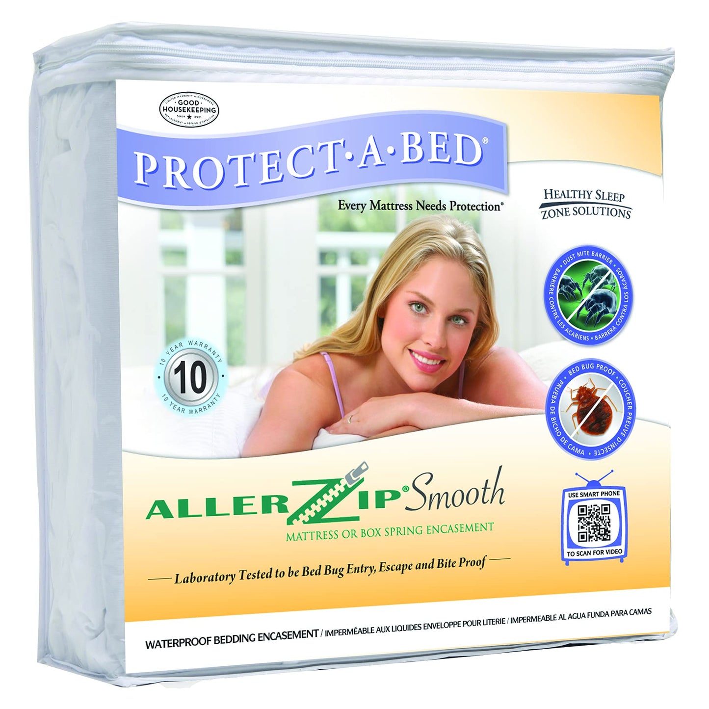 Protect-A-Bed, Allerzip Mattress Encasement, 11” - 18” Height, Waterproof, Zippered, 6-sided, Queen
