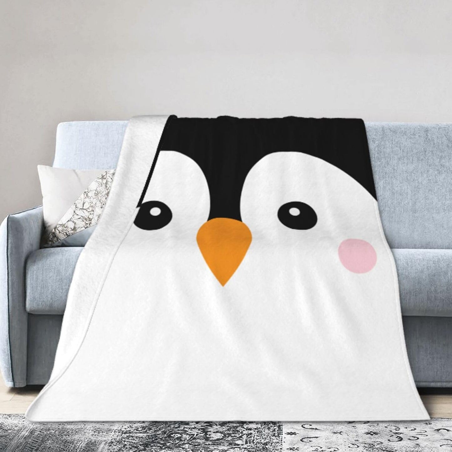 Cute Fun Penguin Blanket Soft Comfy Flannel Throw Blankets Lightweight Warm Bed Throws Plush For Couch Sofa Camping Office Travel Home Bedroom Decor Girls Boys Teens Kids Gifts 50"X40"