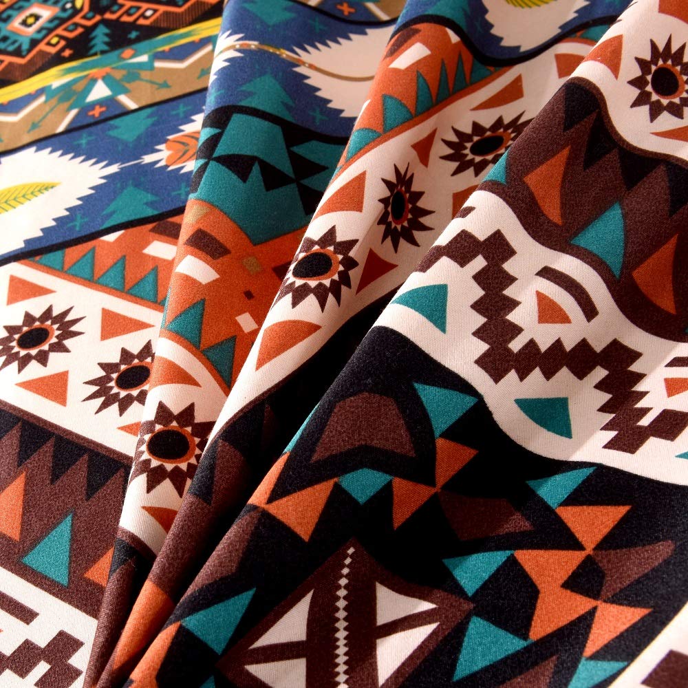 Bedding Fitted Sheet with Deep Pocket Mattress Cover Sheets,Boho Printed Fabric Bed Sheets (Brown(Boho), Queen)
