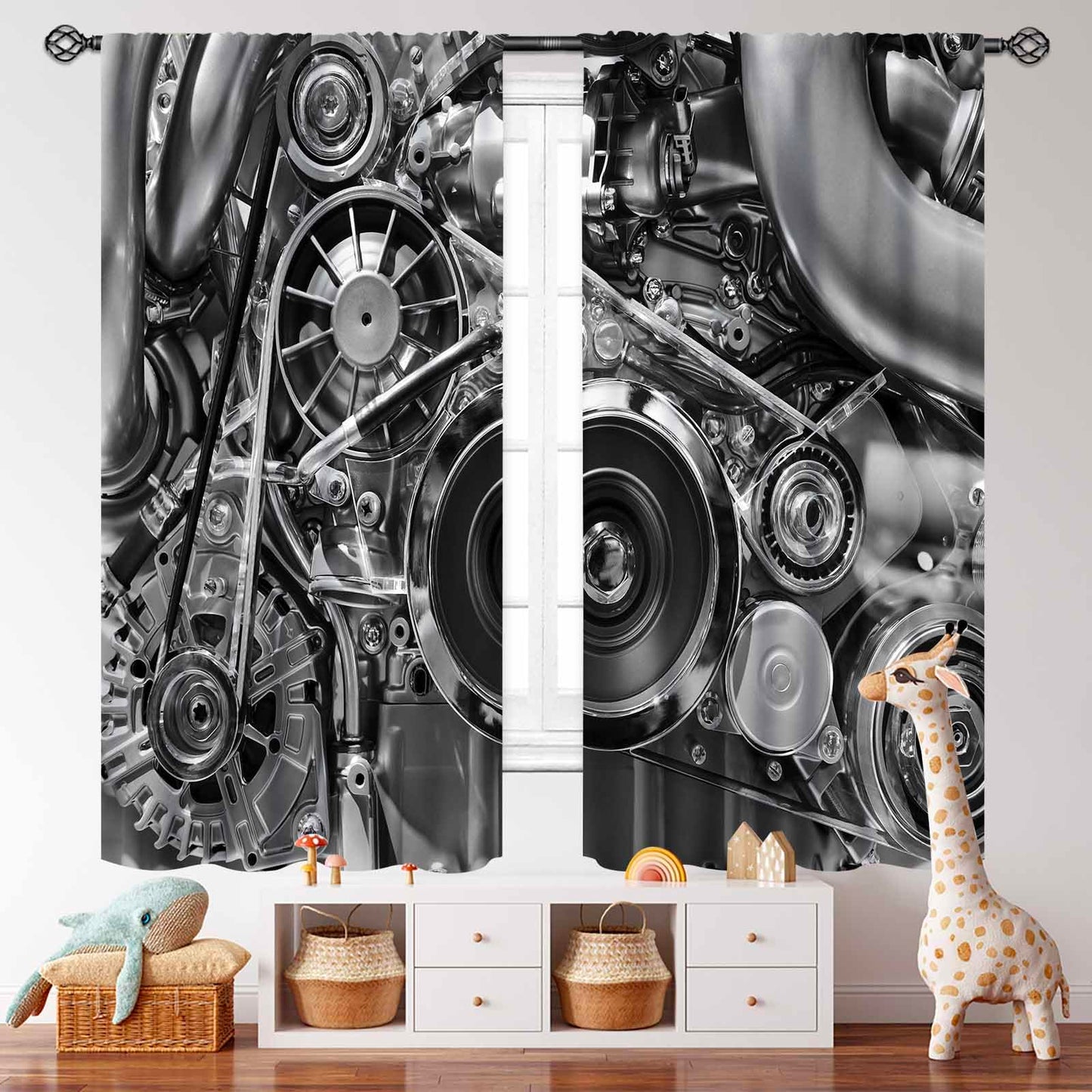 Man Cave Curtains,Retro American Auto Car License Plates Drapes Treatments for Boys Men Teens Bedroom Living Room Kitchen Window Decor 2 Panels,42X45 Inch