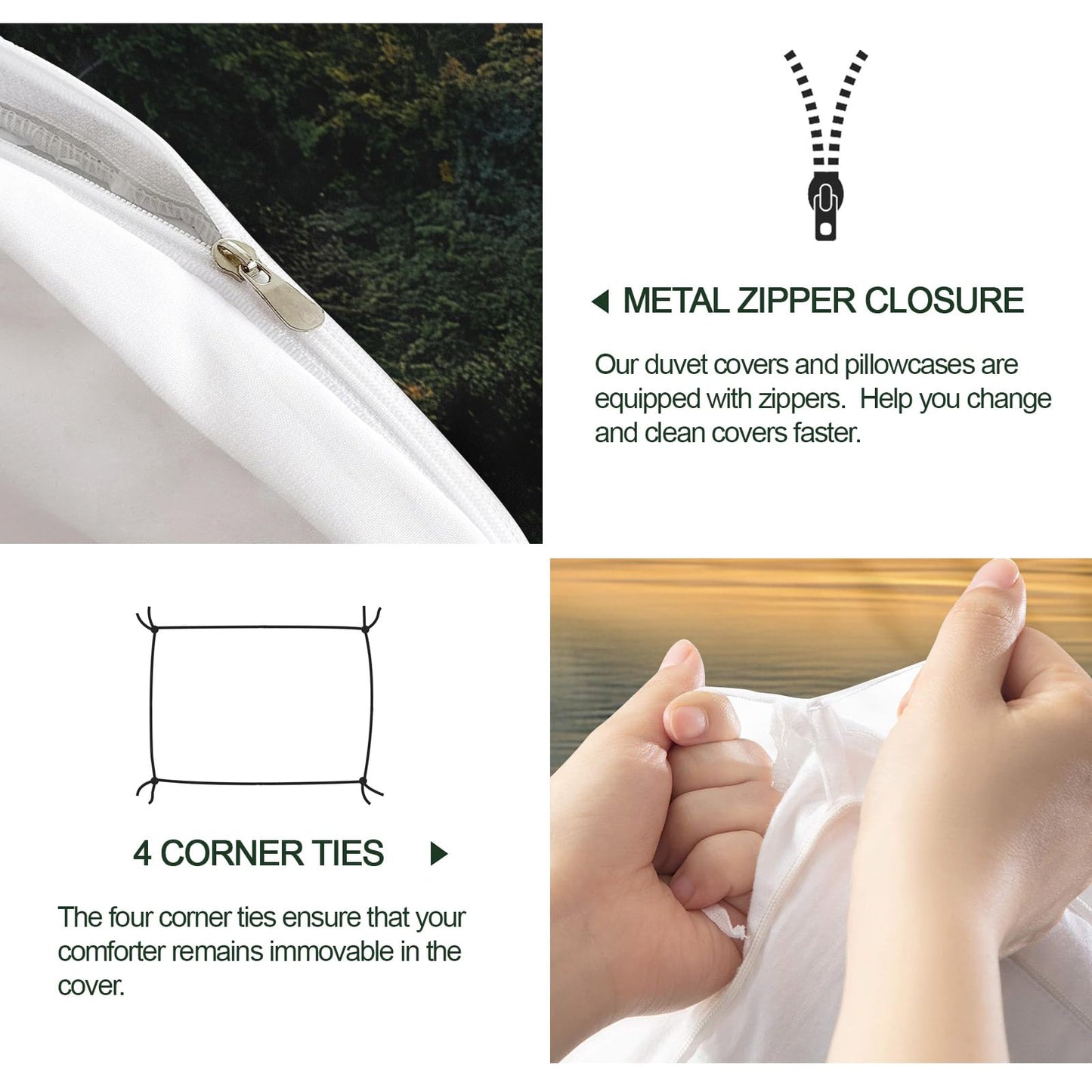 PAISUOQ Landscape Bedding Duvet Covers, Lakes and Mountains Comforter King Size, Sunset Landscape Bedding Sets with Zipper & Ties, 3 Pieces with 2 Pillowcases, Home Decor & Gifts