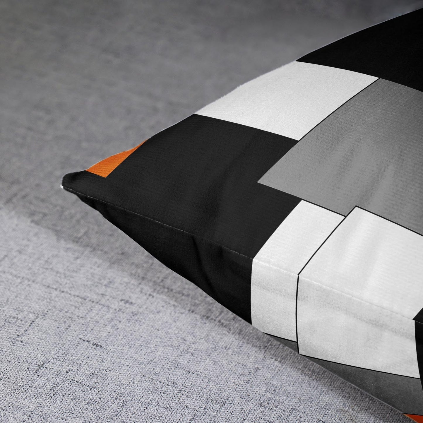 Emvency Set of 2 Orange Geometric Throw Pillow Covers Black Grey White Painting Abstract Checkered Design Decorative Pillow Case Modern Home Decor Standard Square 18x18 Inch Cushion Pillowcase