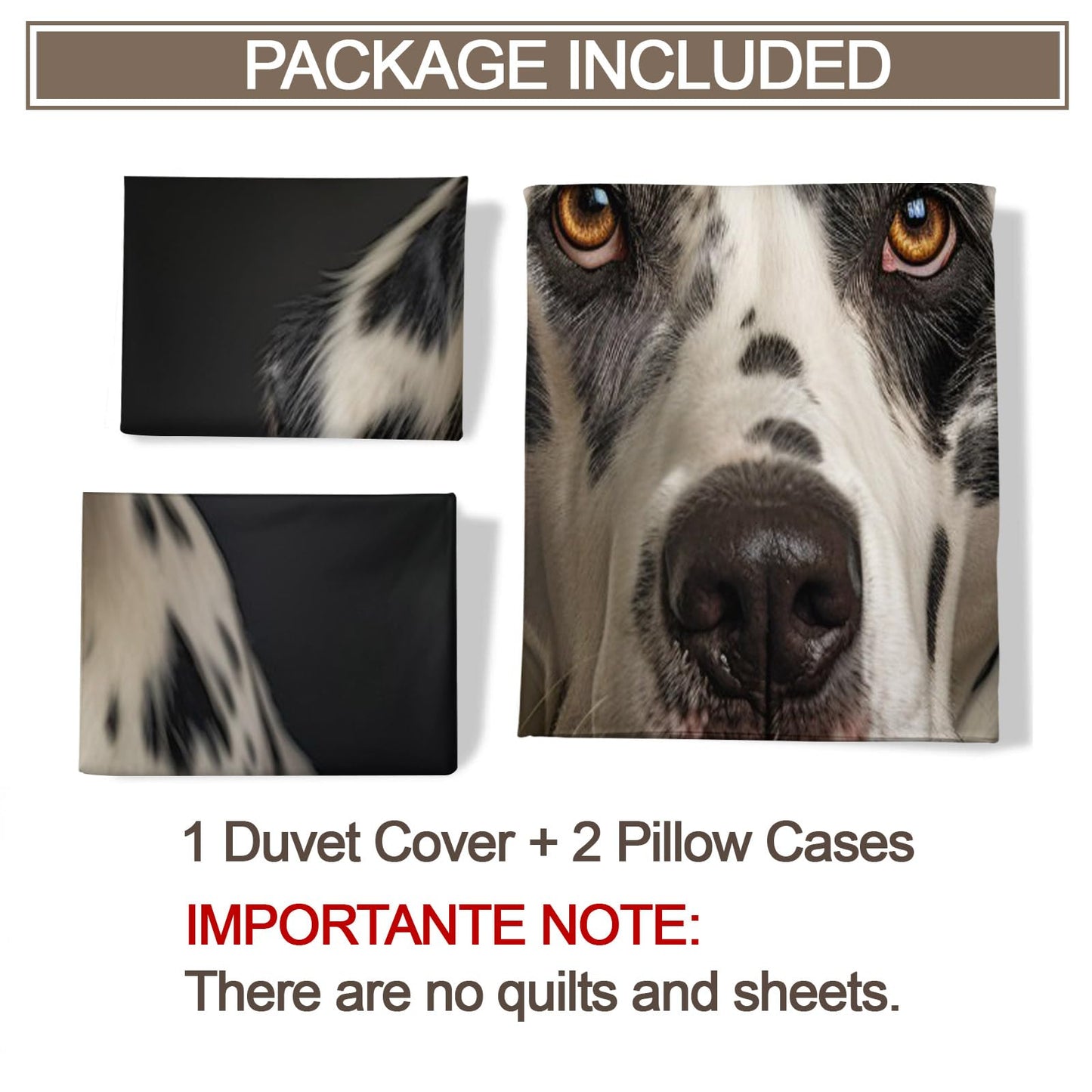 Dog Print Duvet Cover Queen Size - Dalmatian Lover Home Decor & Gifts, 3 Piece Back to School Dorm Bedding, Easy Care Microfiber Comforter Cover & Pillowcases, Black