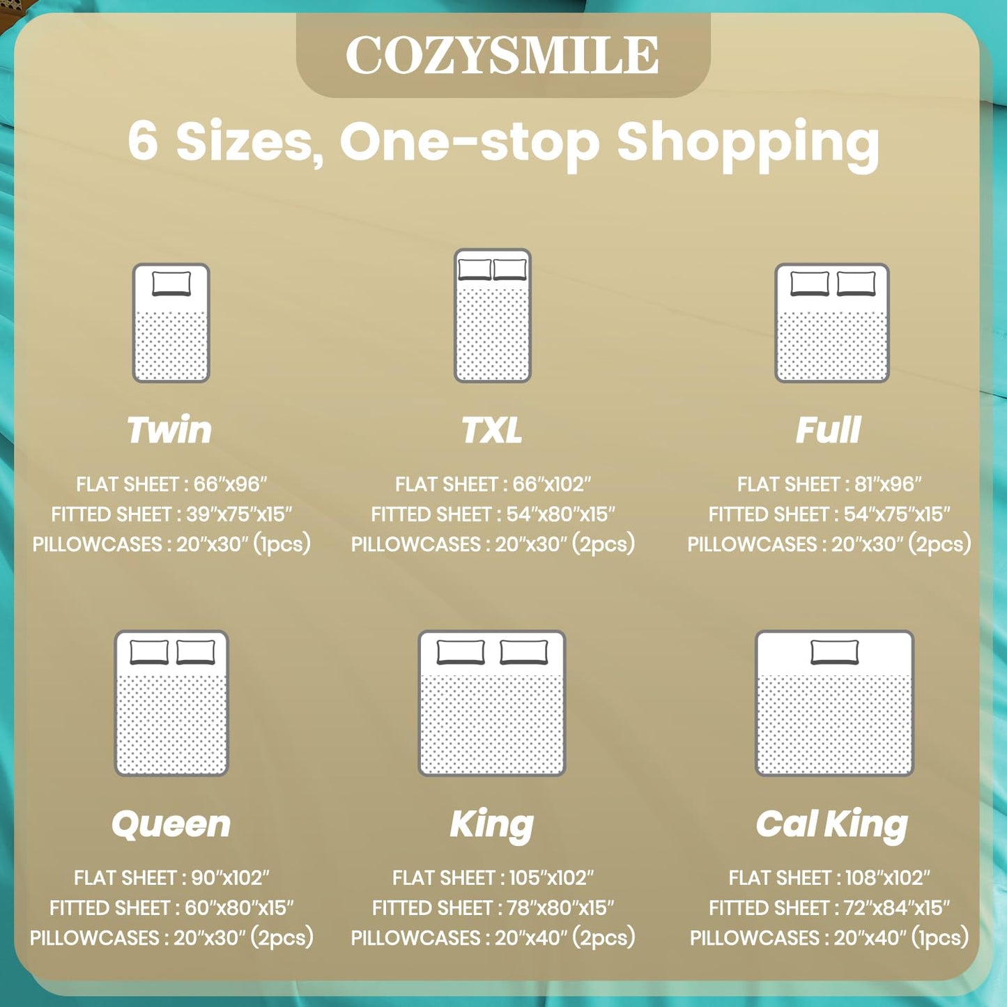 CozySmile Breathable Cooling Full Sheet Set - Hotel Luxury 4 Piece Deep Pocket Sheets for Full Size Bed, Fits 16" Mattress, Easy Care Wrinkle Free Bedding Sheet and Pillowcase Set, Turquoise